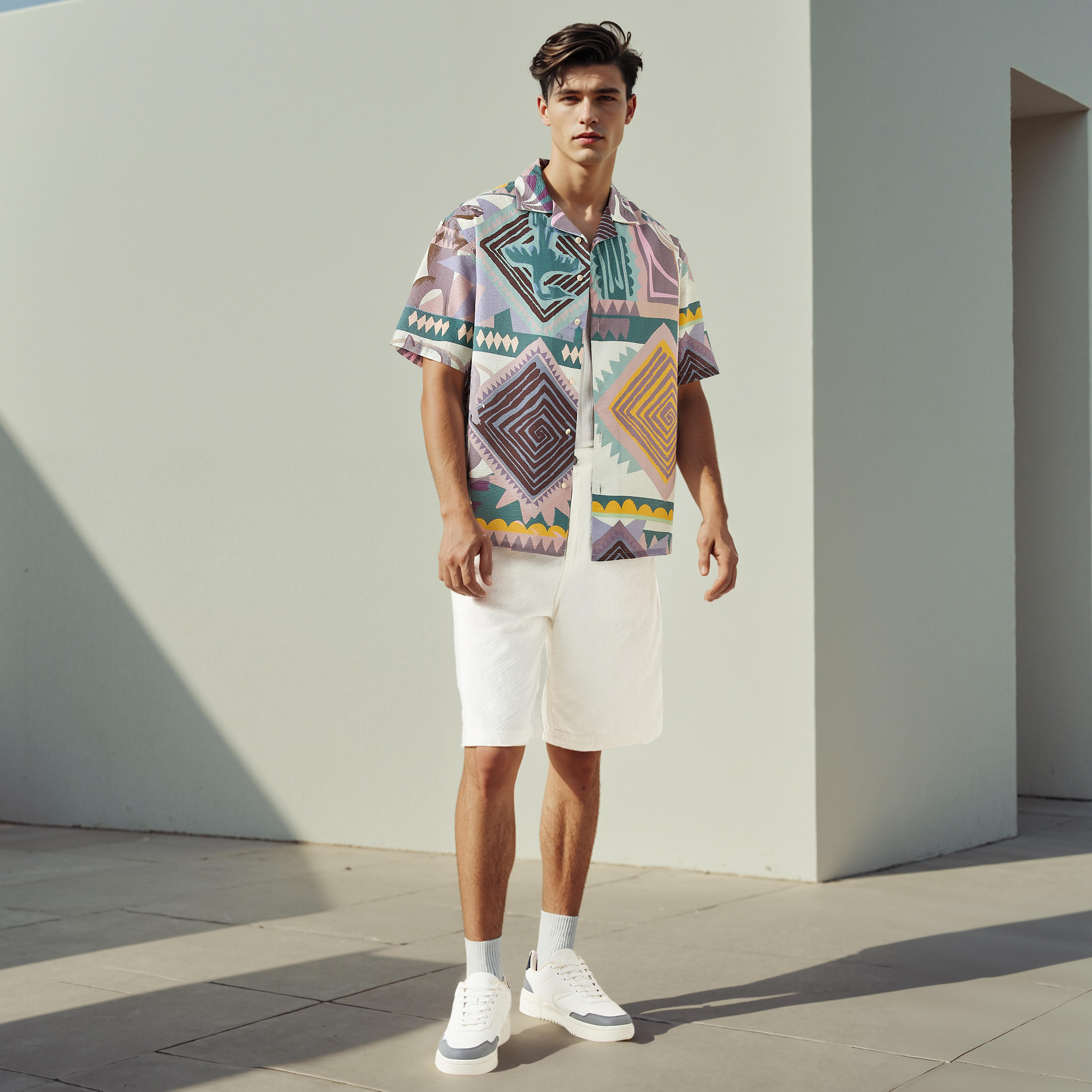 شورت دنيم باجي بارز الملمس بزر إغلاق وجيوب من لي كوبر-men-clothing-bottoms-shorts-image-2
