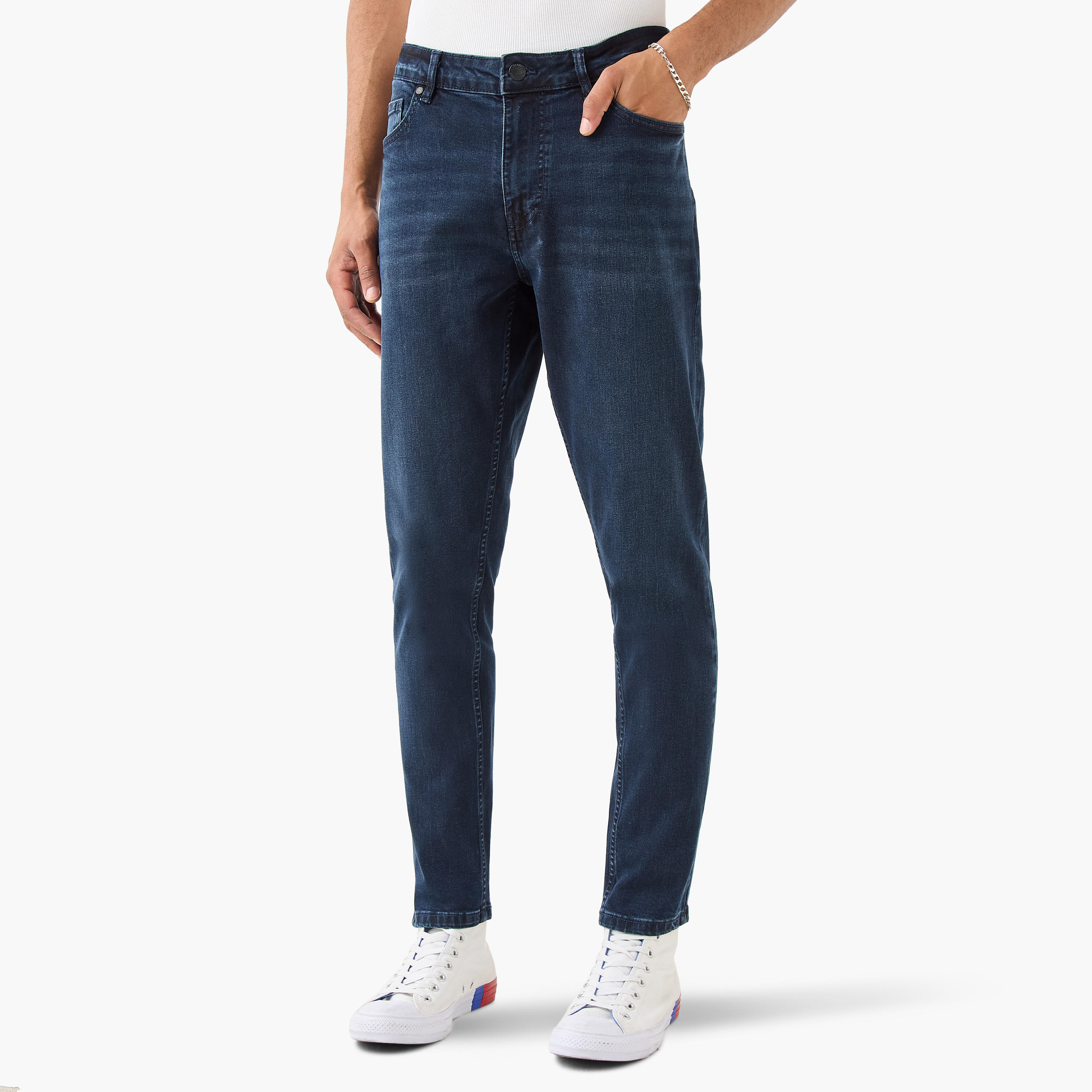 Lee Cooper Skinny Fit Jeans with Button Closure and Pockets-men-clothing-jeans-image-1