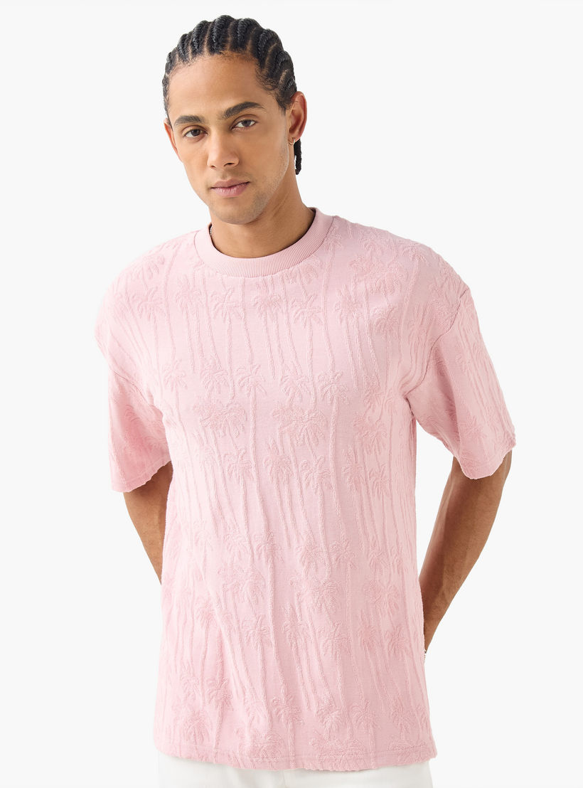 Lee Cooper Palm Tree Textured Terry T-shirt with Crew Neck-men-clothing-tshirtsandpolos-tshirts-image-2
