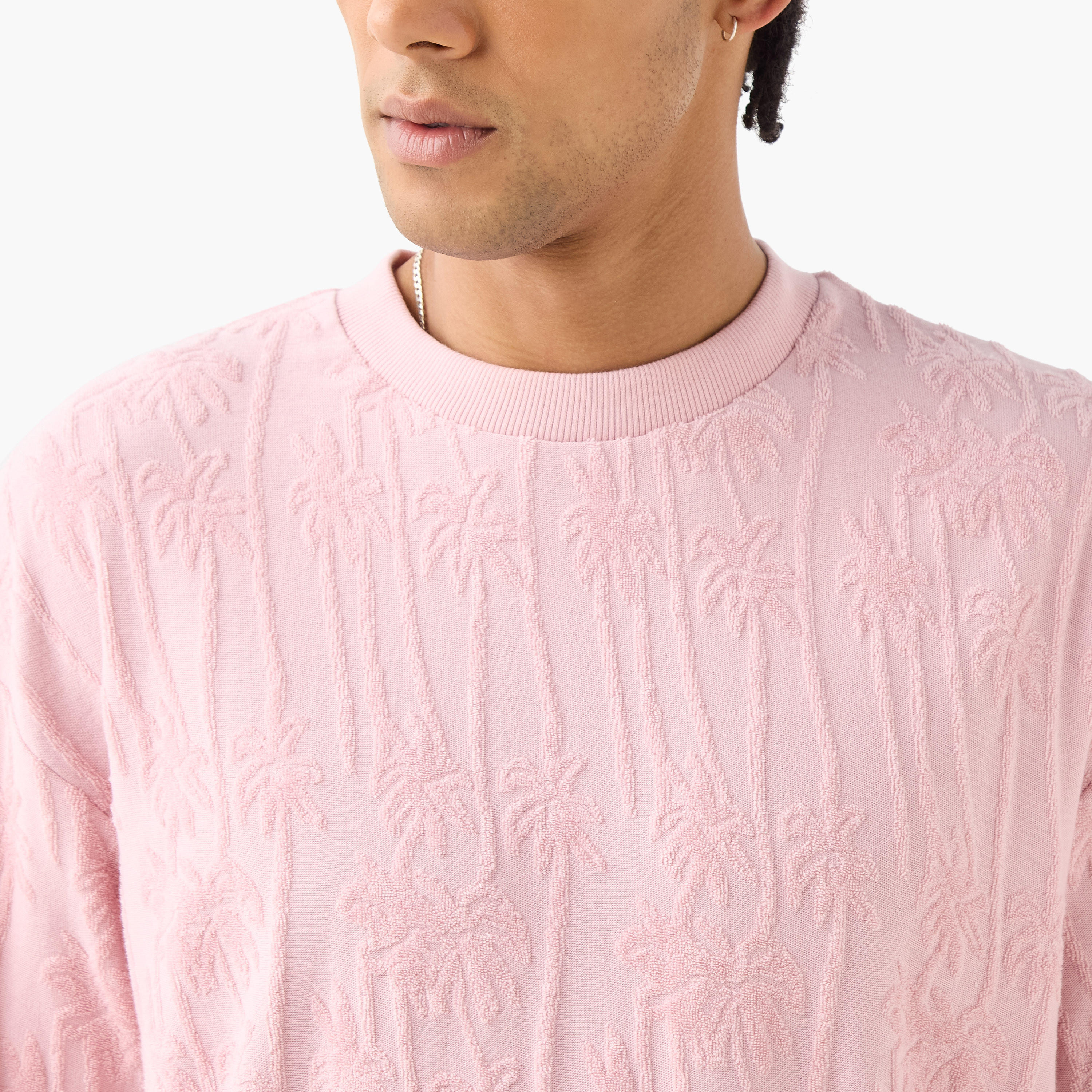 Lee Cooper Palm Tree Textured Terry T-shirt with Crew Neck-men-clothing-tshirtsandpolos-tshirts-image-5