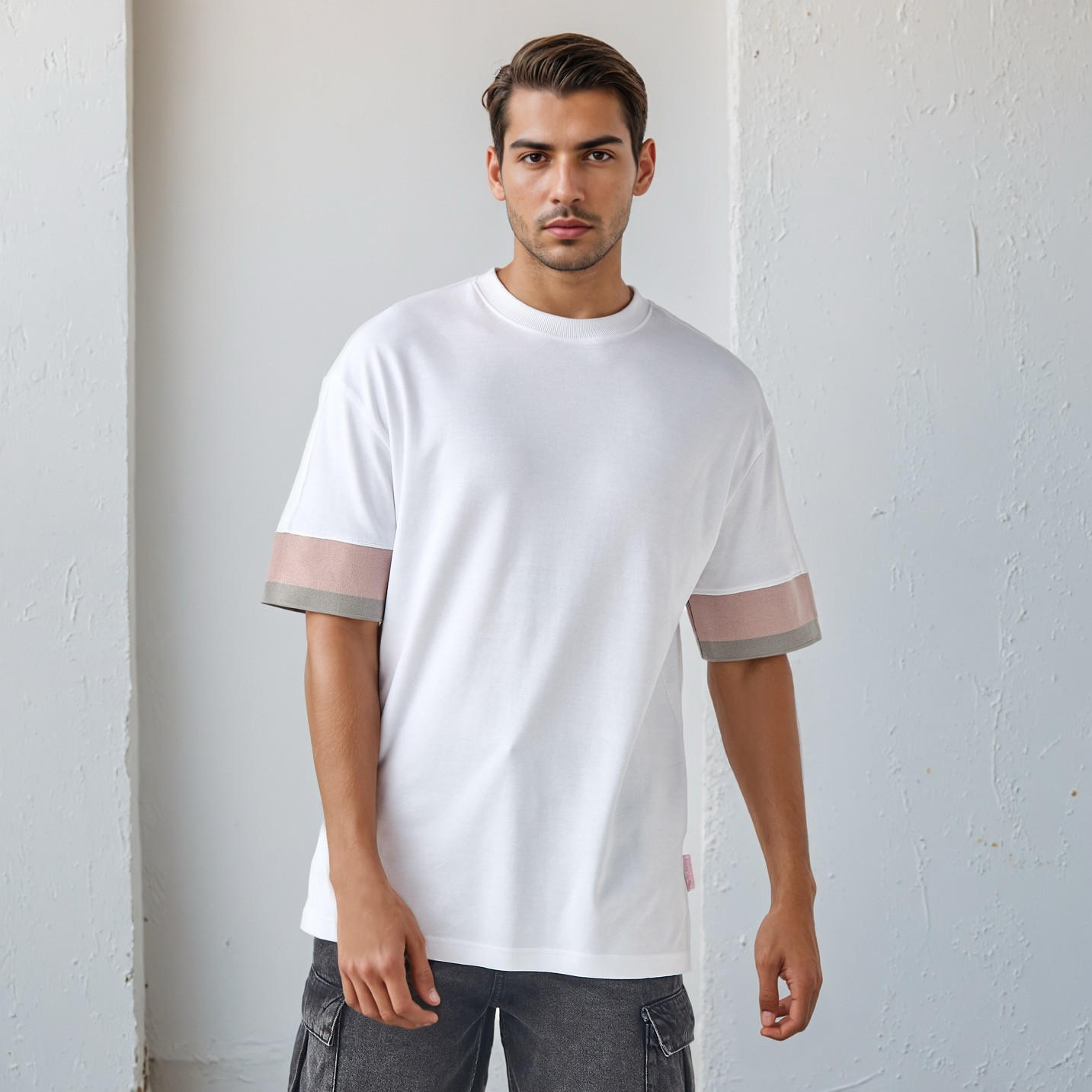 Lee Cooper Logo Embroidered T-shirt with Crew Neck-men-clothing-tshirtsandpolos-tshirts-image-1