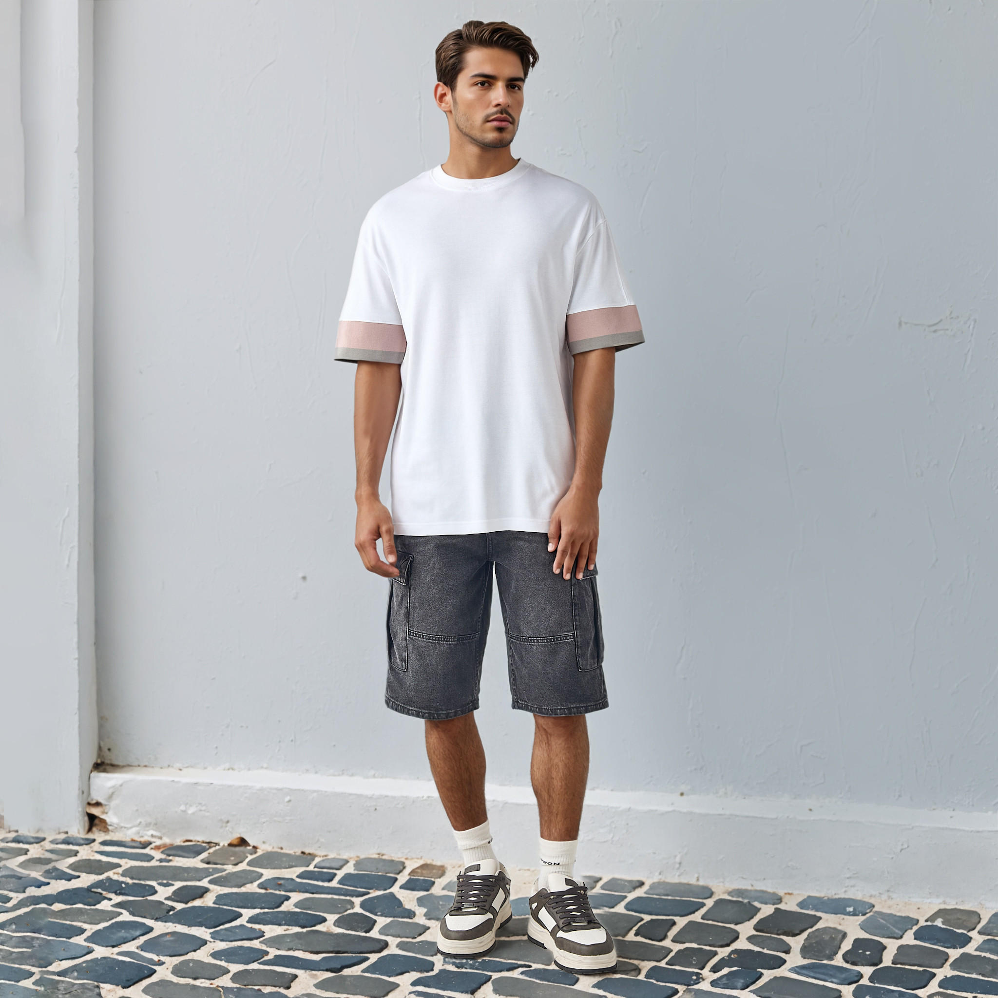 Lee Cooper Logo Embroidered T-shirt with Crew Neck-men-clothing-tshirtsandpolos-tshirts-image-2