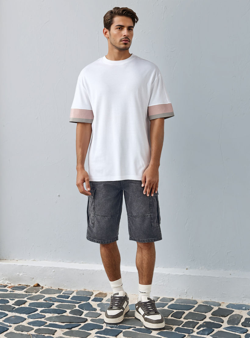 Lee Cooper Logo Embroidered T-shirt with Crew Neck-men-clothing-tshirtsandpolos-tshirts-image-2
