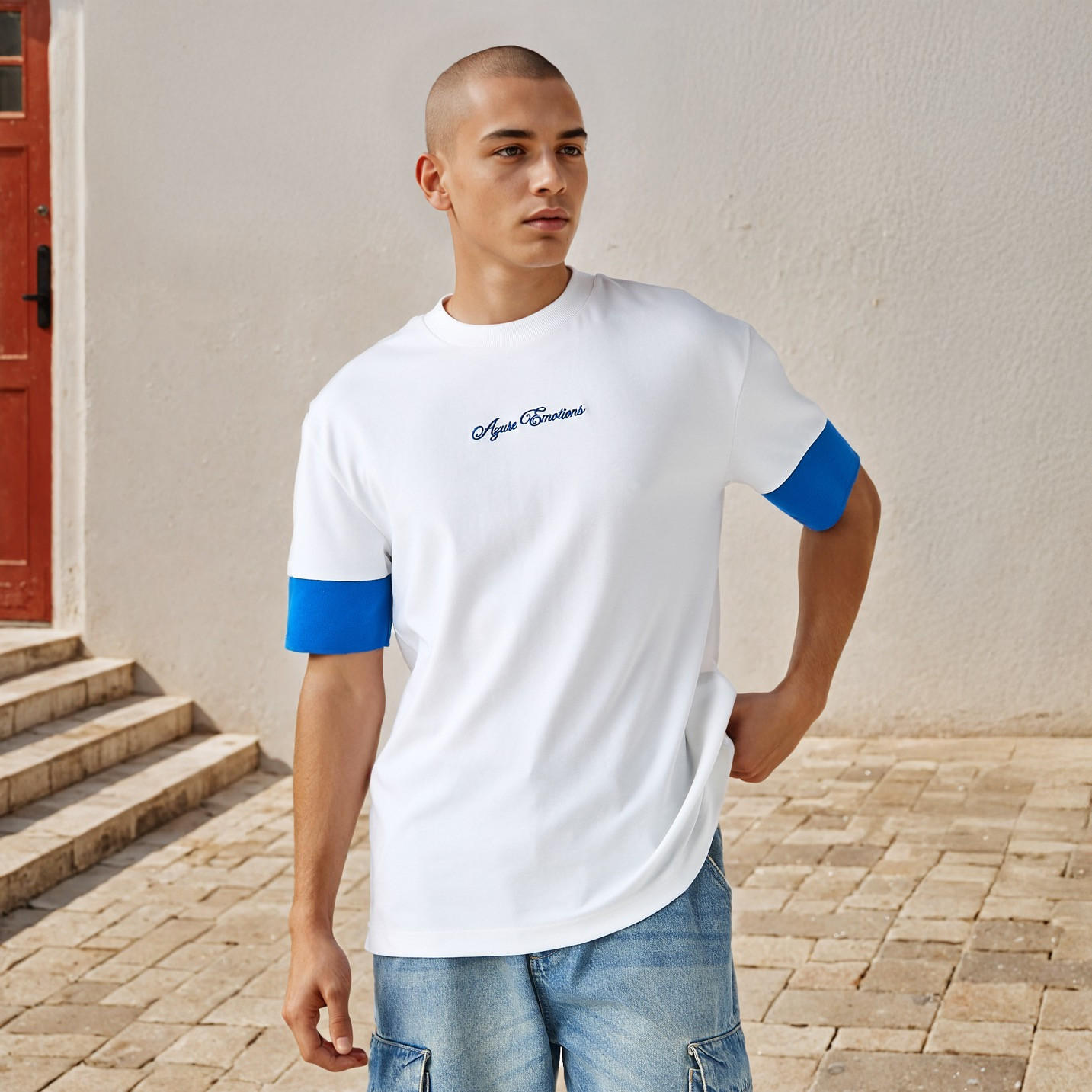 تيشيرت بياقة ضيقة وطبعات من لي كوبر-men-clothing-tshirtsandpolos-tshirts-image-3
