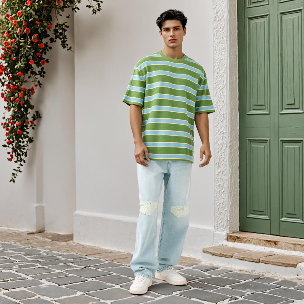 تيشيرت مخطط بياقة ضيقة-men-clothing-tshirtsandpolos-tshirts-image-4