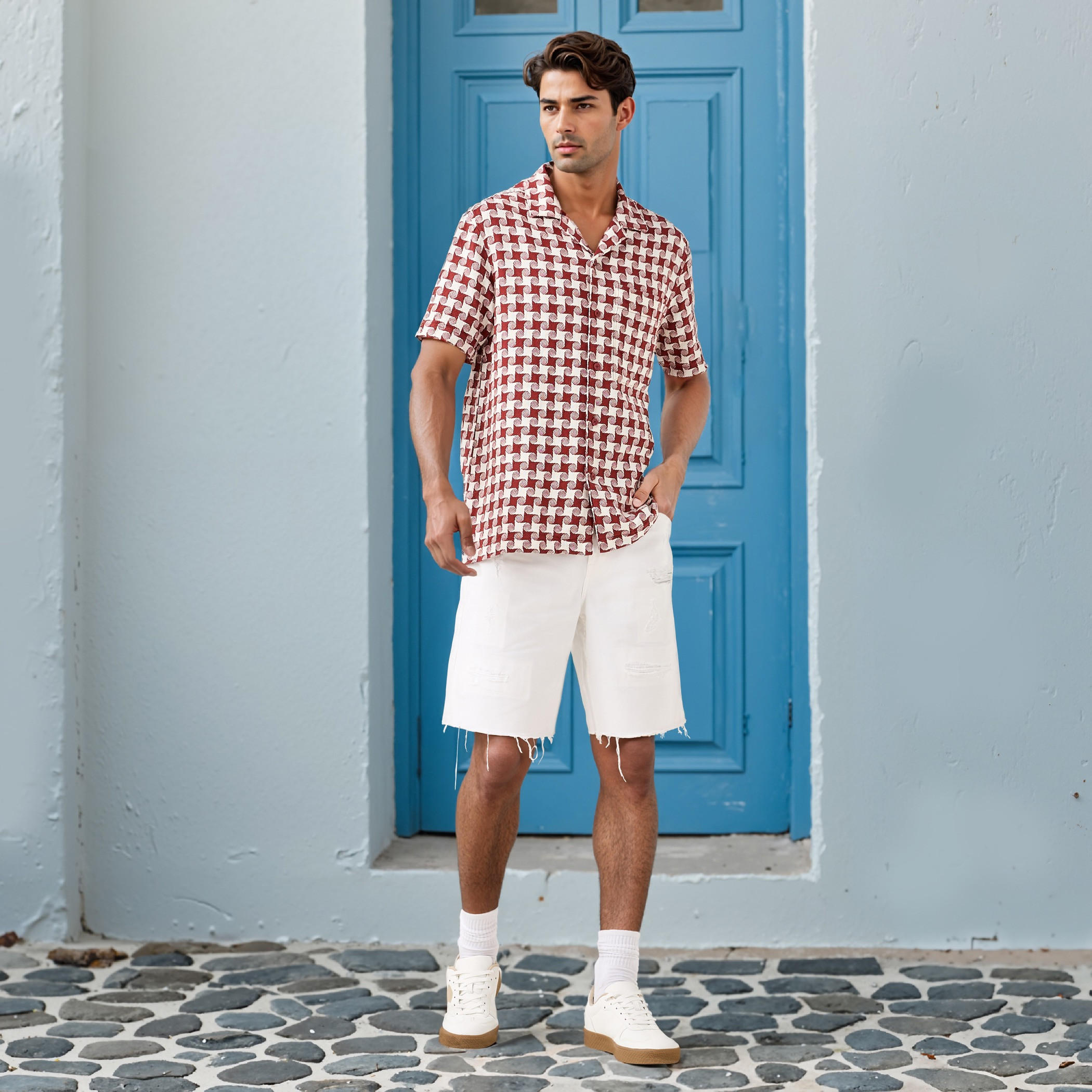 قميص بقصة عادية وطبعات وياقة كامب وأكمام قصيرة من لي كوبر-men-clothing-shirts-image-2