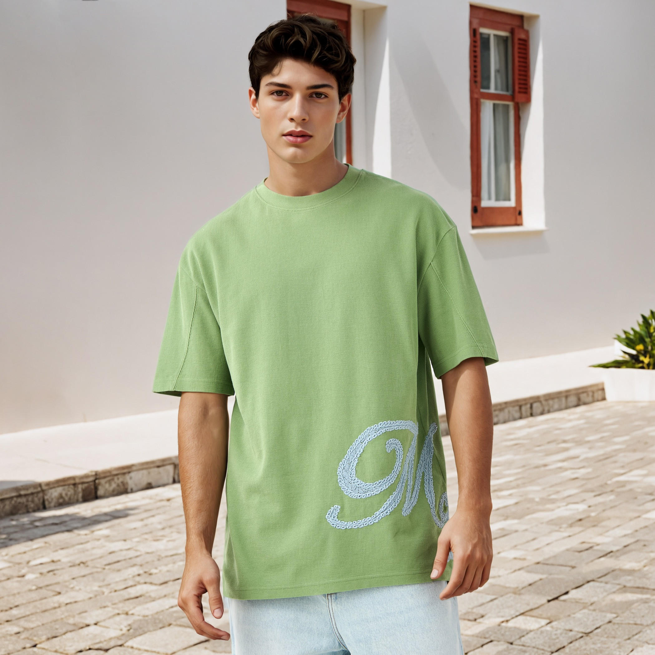 تيشيرت بتطريز جانبي من لي كوبر-men-clothing-tshirtsandpolos-tshirts-image-1