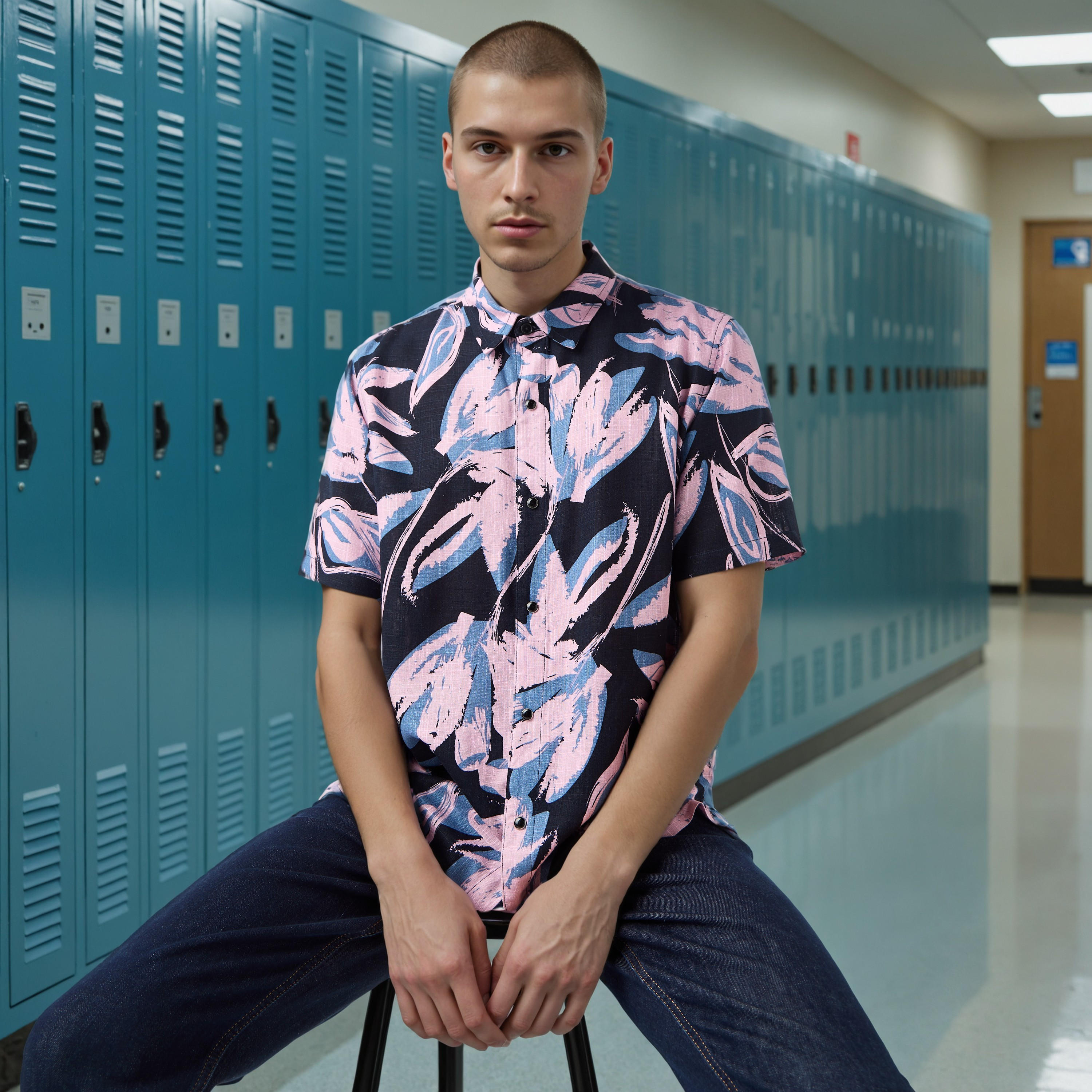 قميص سلوب بقصة عادية وطبعات من لي كوبر-men-clothing-shirts-image-1