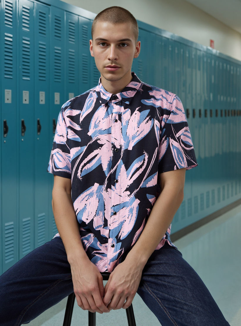 قميص سلوب بقصة عادية وطبعات من لي كوبر-men-clothing-shirts-image-1