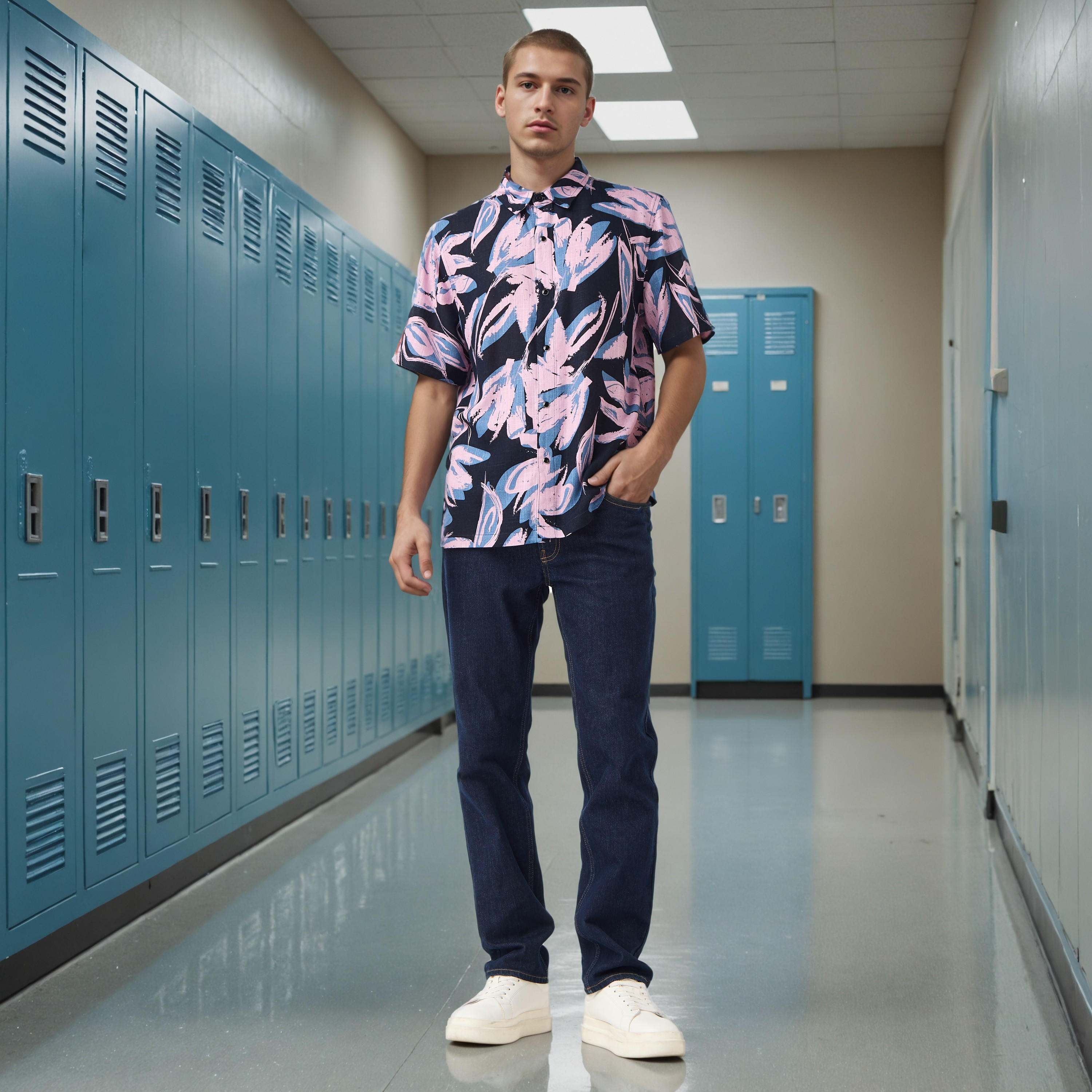 قميص سلوب بقصة عادية وطبعات من لي كوبر-men-clothing-shirts-image-4