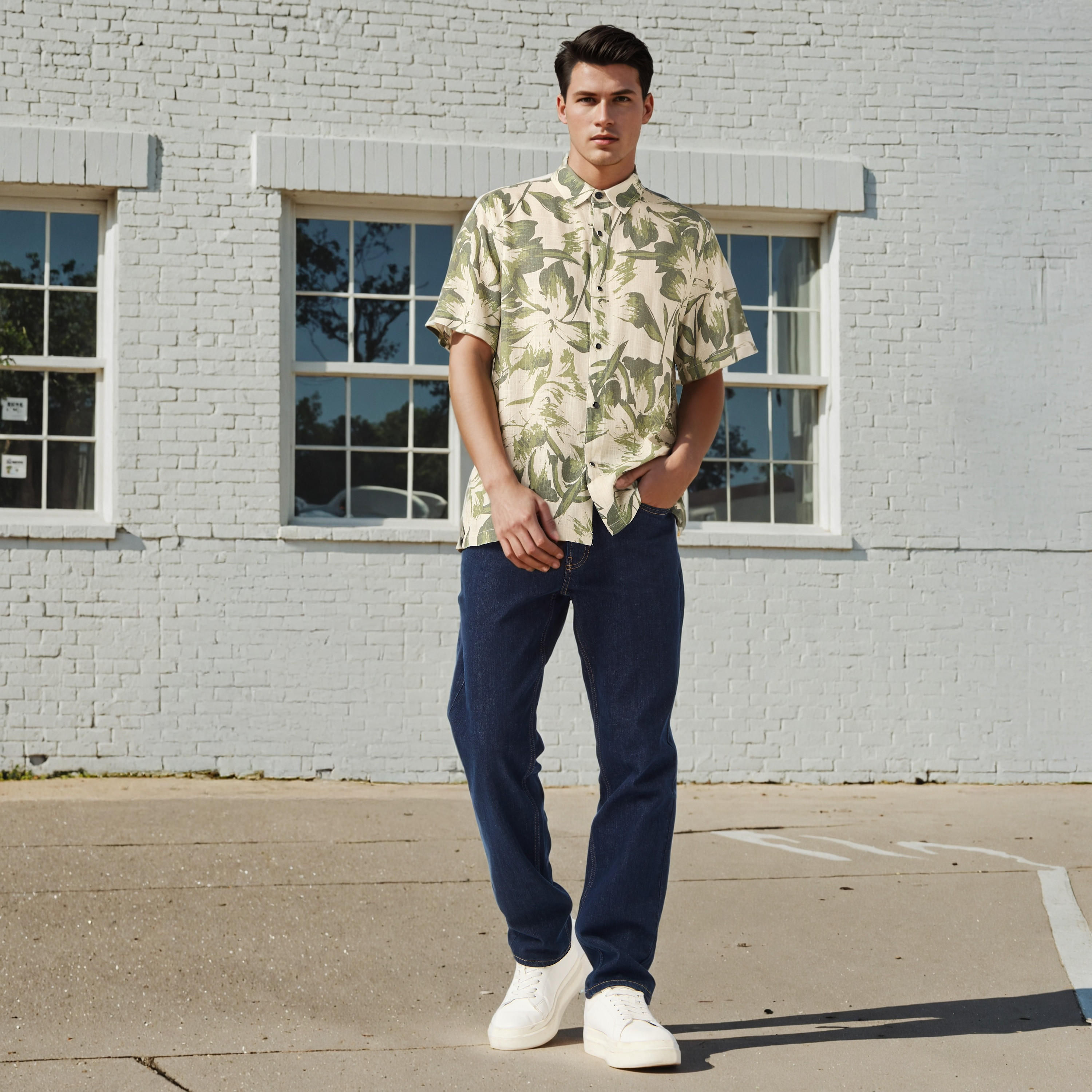 Lee Cooper Regular Fit Floral Print Linen Blend Shirt-men-clothing-shirts-image-2