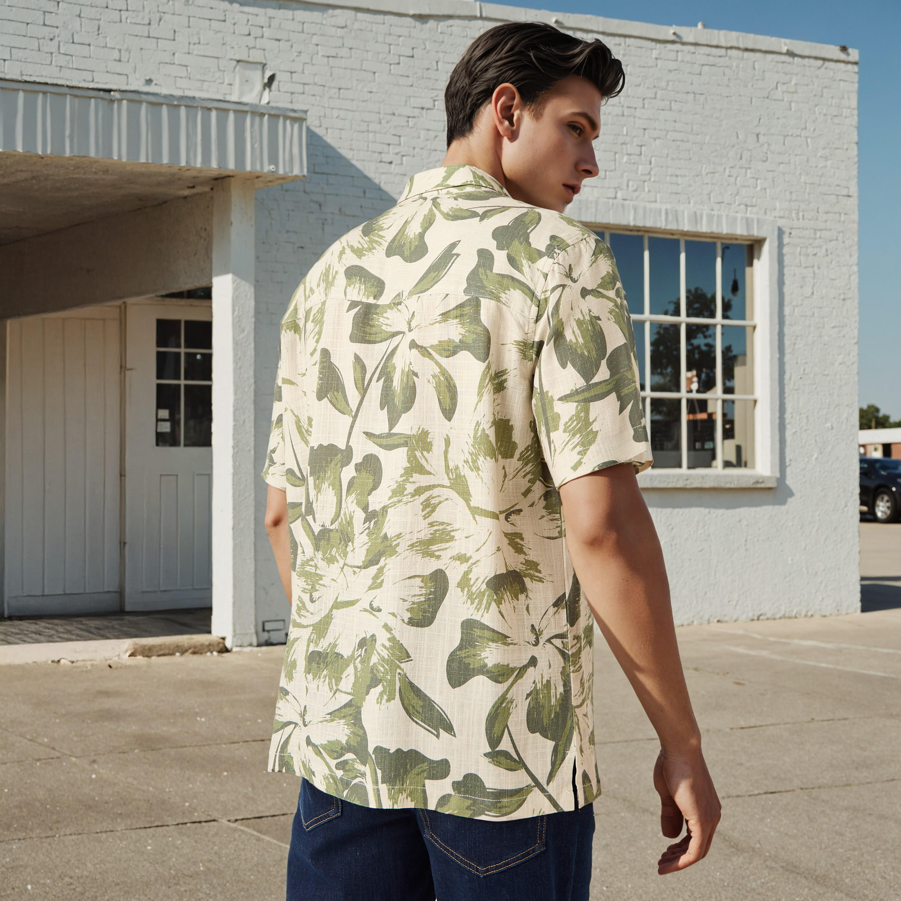 Lee Cooper Regular Fit Floral Print Linen Blend Shirt-men-clothing-shirts-image-3
