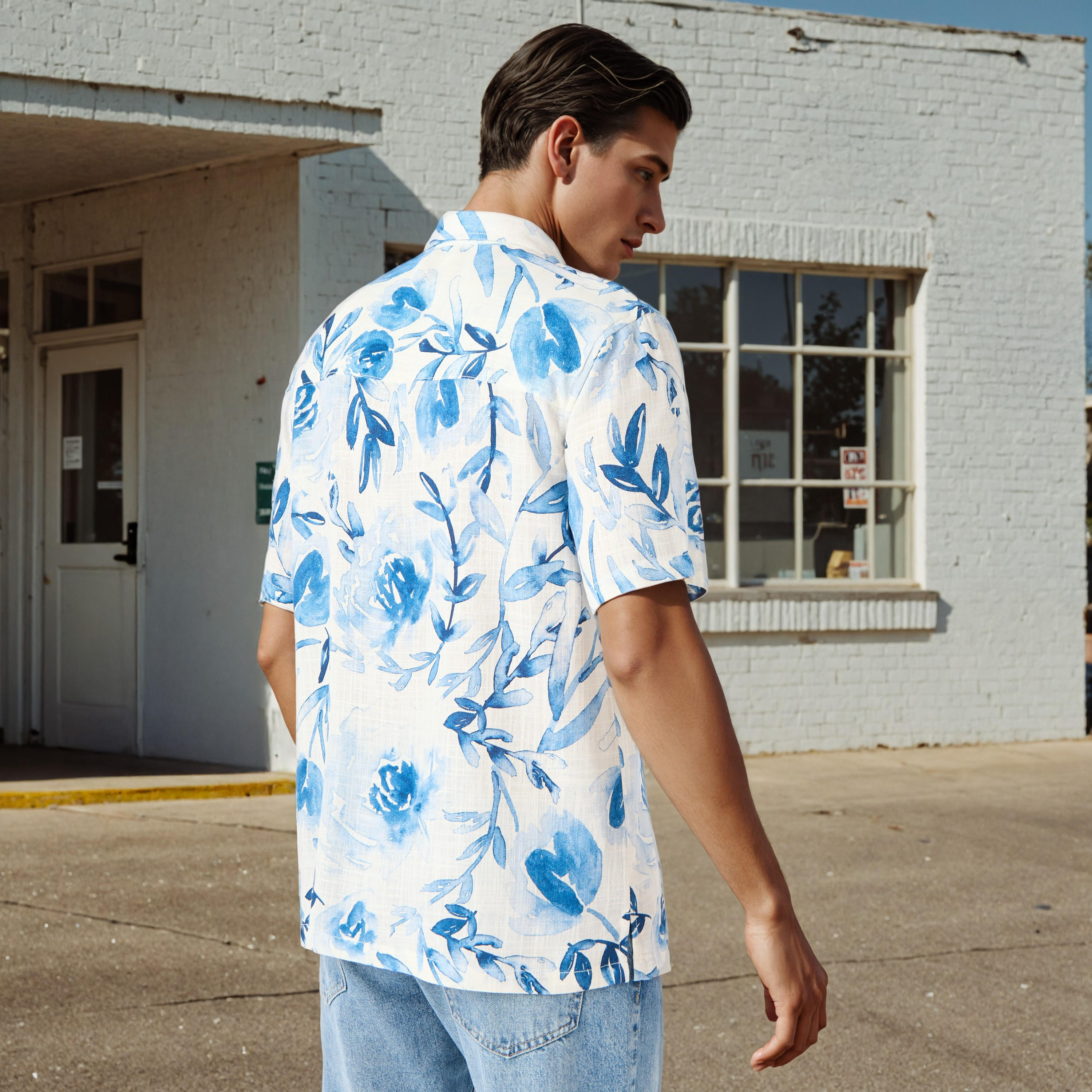 قميص سلوب بطبعات أزهار وقصة عادية من لي كوبر-men-clothing-shirts-image-3