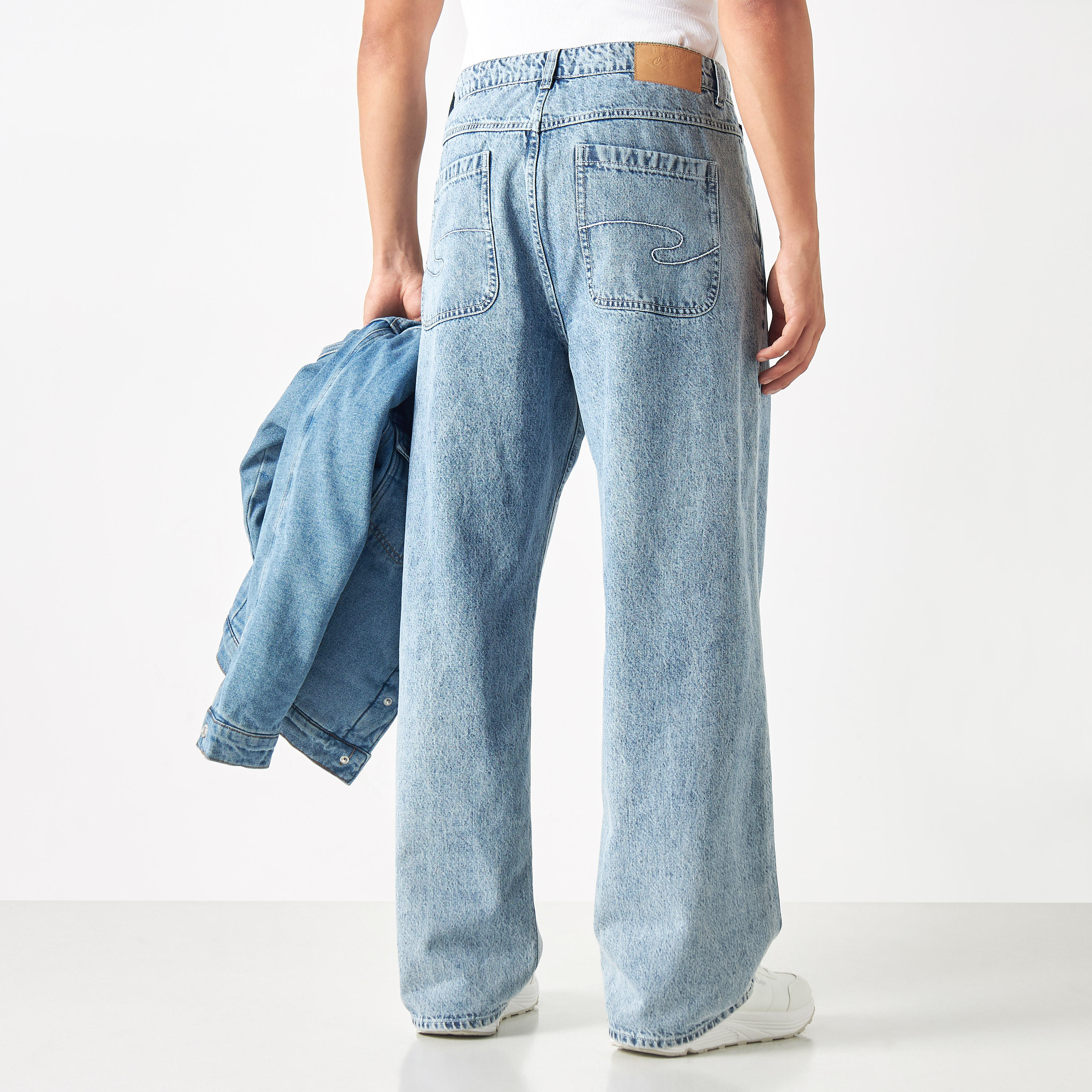 Lee Cooper Solid Wide Leg Jeans with Pockets-men-clothing-bottoms-jeans-image-3