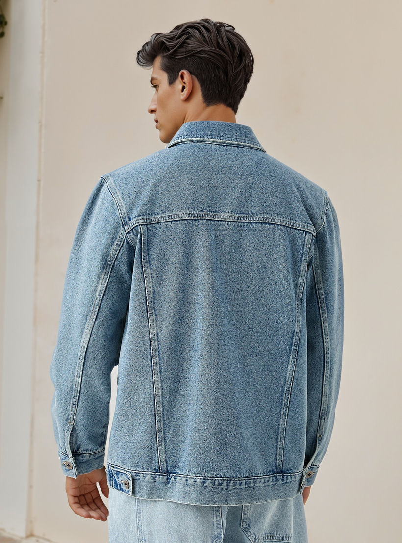 جاكيت دينم بقصة عادية وجيوب طي من لي كوبر-men-clothing-jacketsandblazers-jackets-image-3