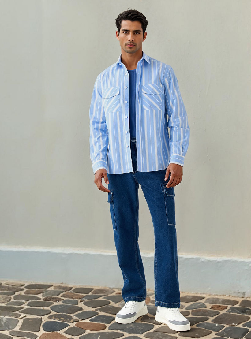 قميص مخطط بجيوب من لي كوبر-men-clothing-shirts-image-2