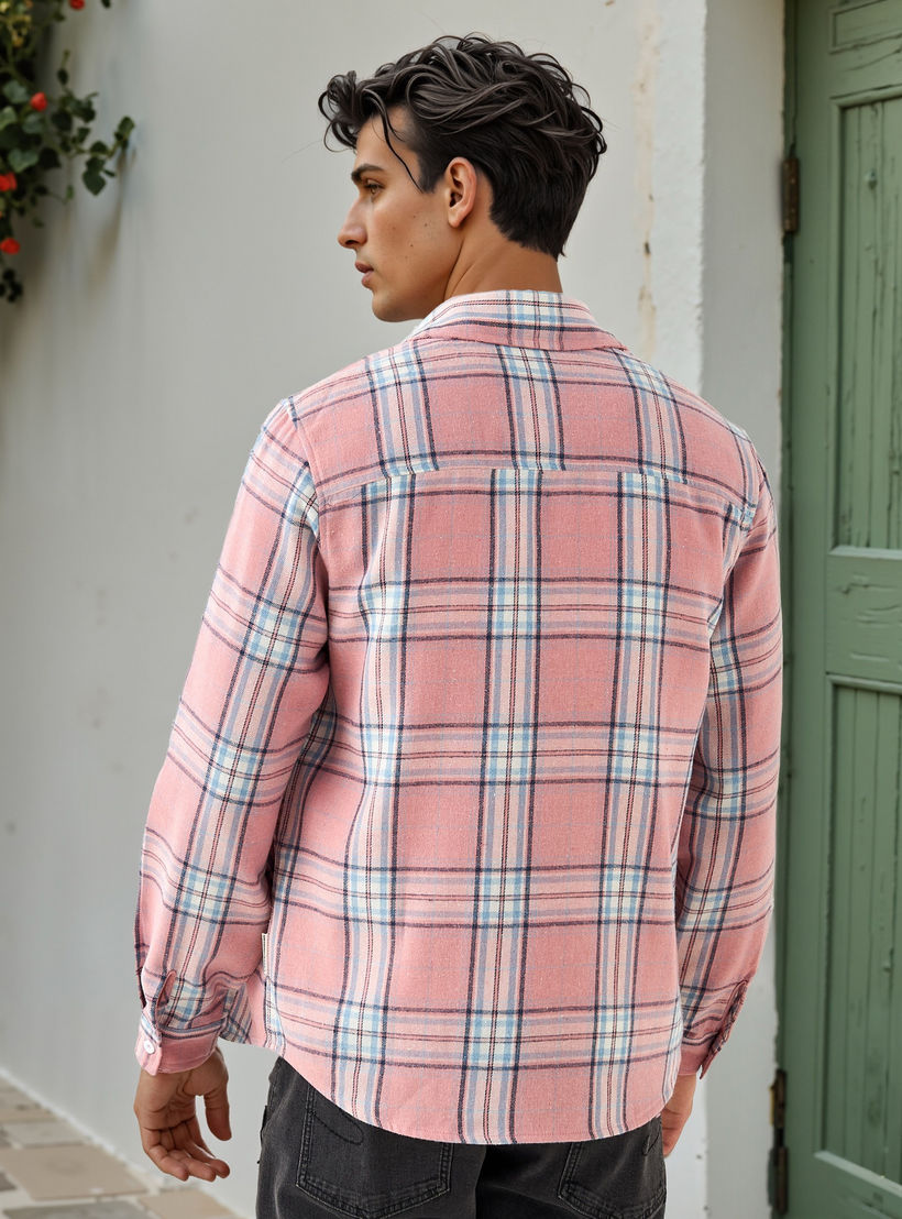 قميص كاروهات بياقة وقصة عادية من لي كوبر-men-clothing-shirts-image-3
