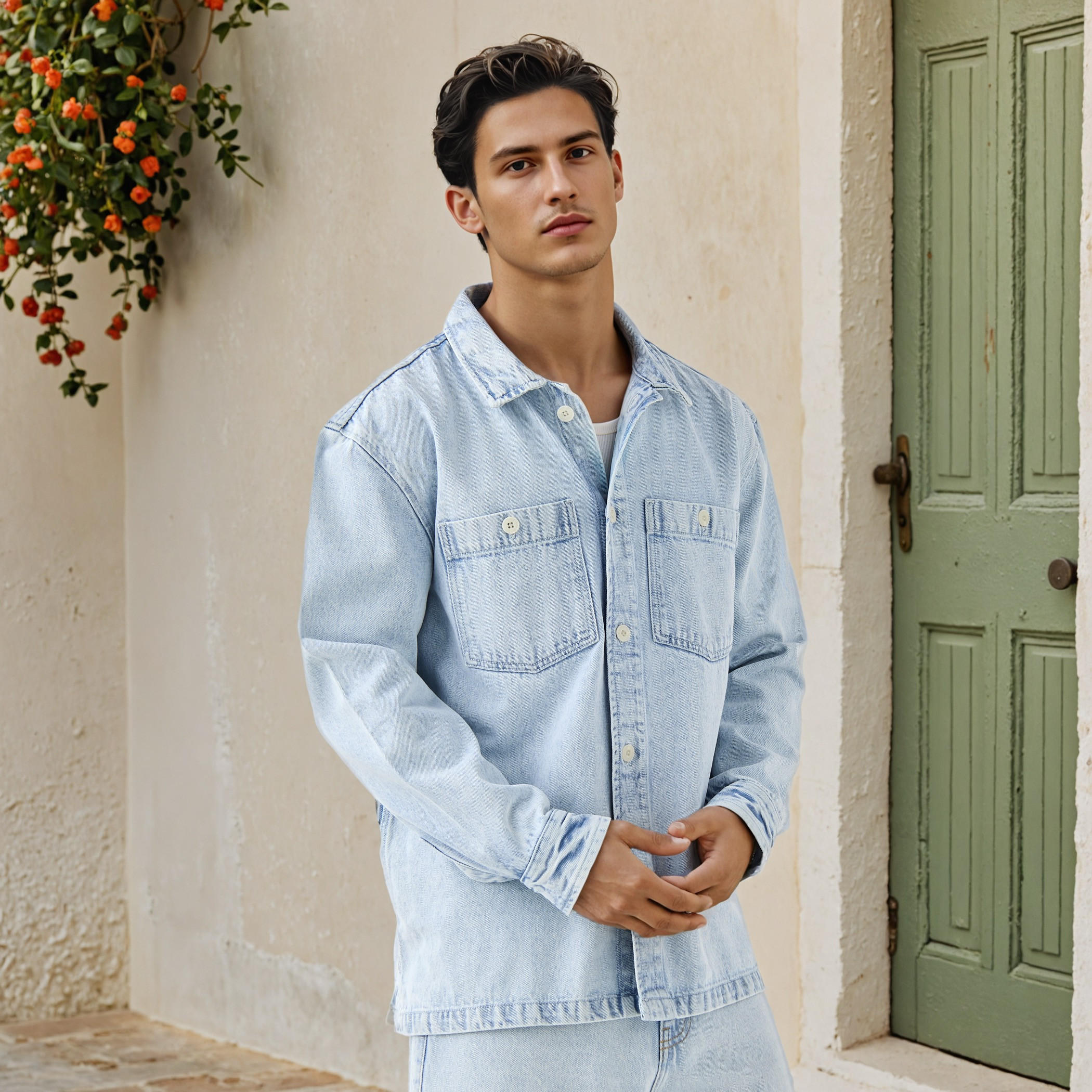 Lee Cooper Relaxed Fit Denim Shirt with Chest Pockets-men-clothing-shirts-image-1