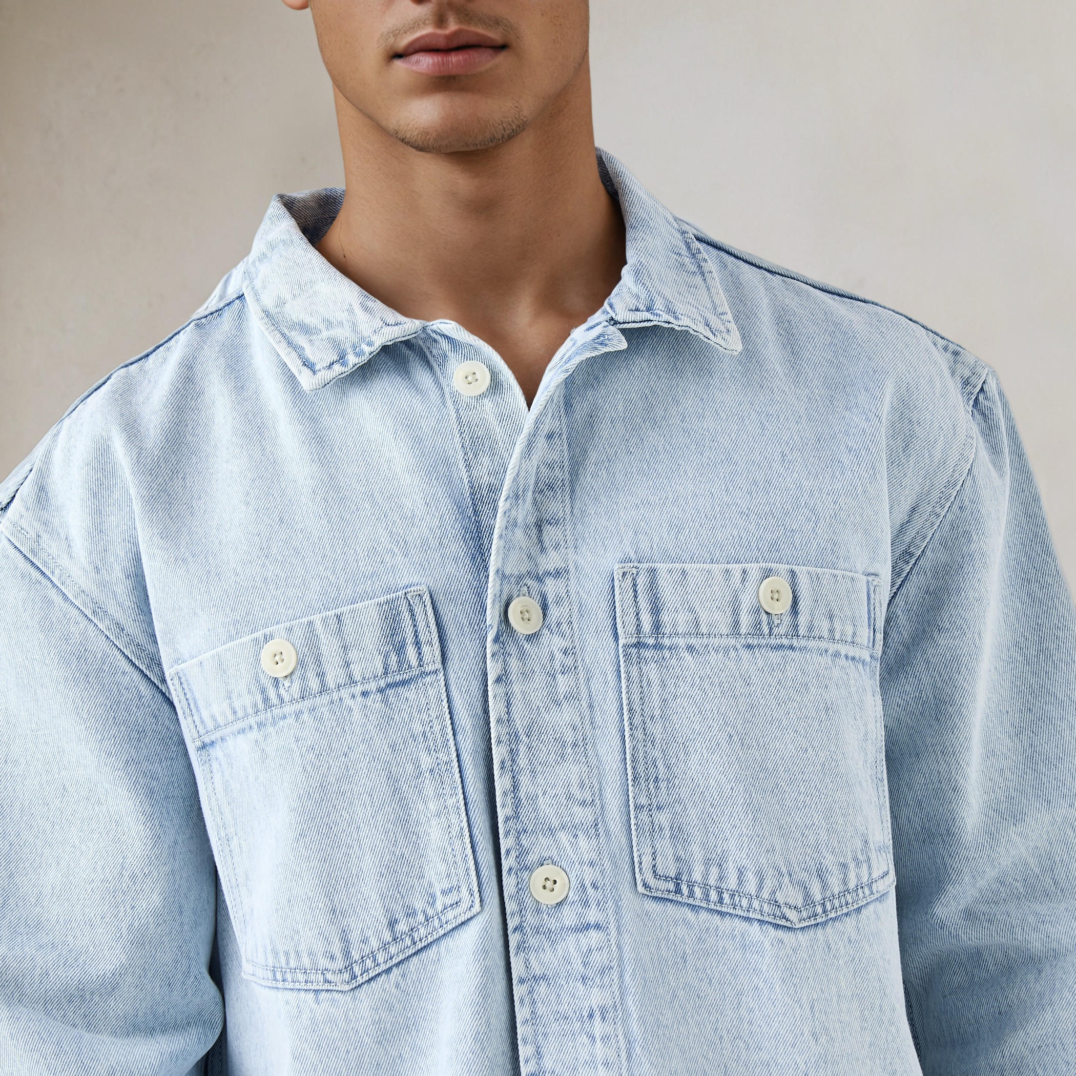 Lee Cooper Relaxed Fit Denim Shirt with Chest Pockets-men-clothing-shirts-image-4