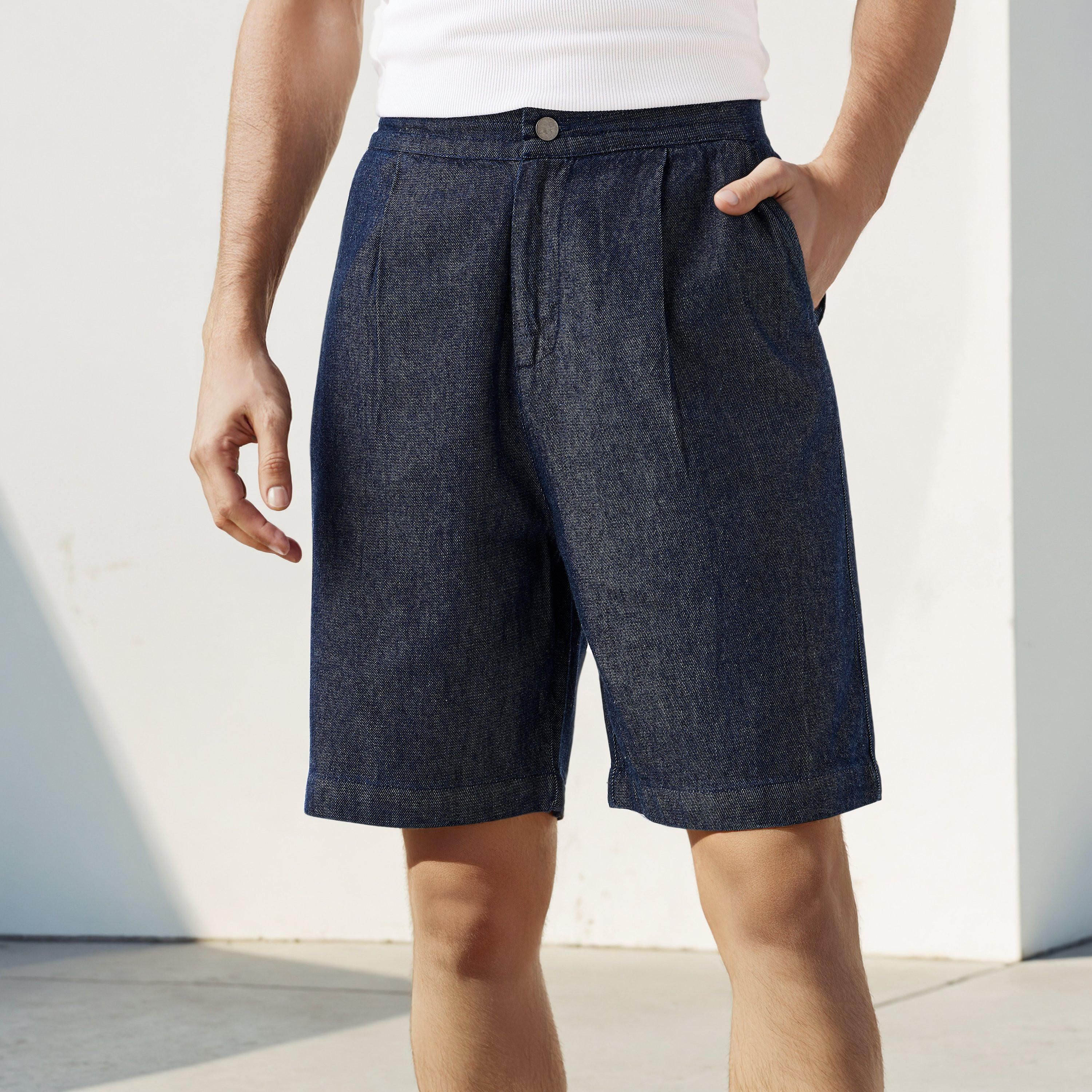 شورت دينم بكُسرات من لي كوبر-men-clothing-bottoms-shorts-image-1