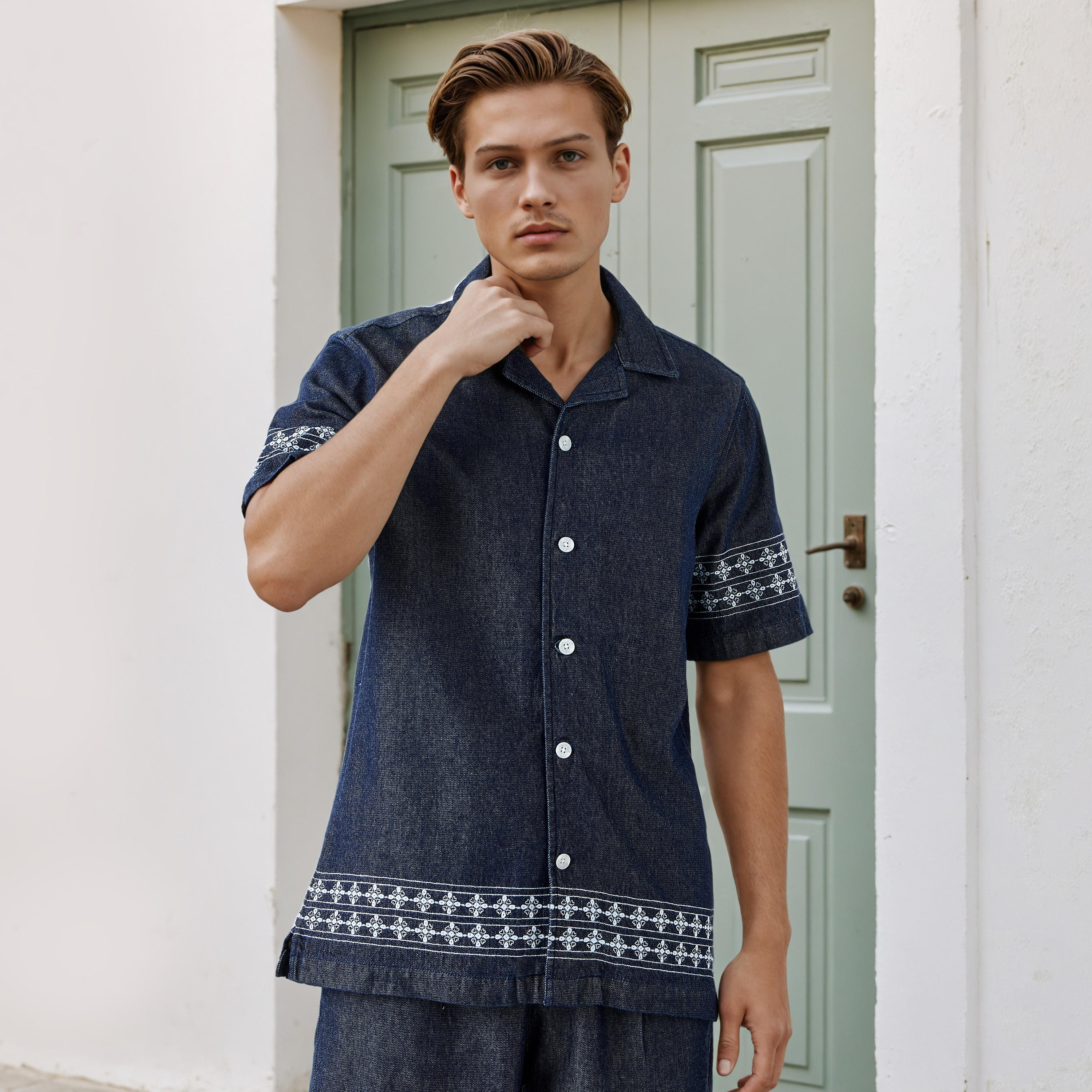 Lee Cooper Embroidered Camp Collar Shirt-men-clothing-shirts-image-1