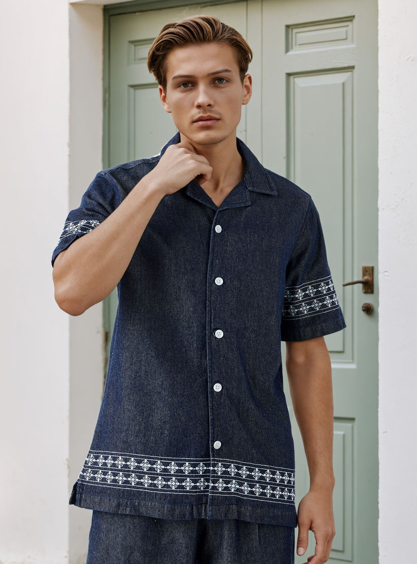 Lee Cooper Embroidered Camp Collar Shirt-men-clothing-shirts-image-1