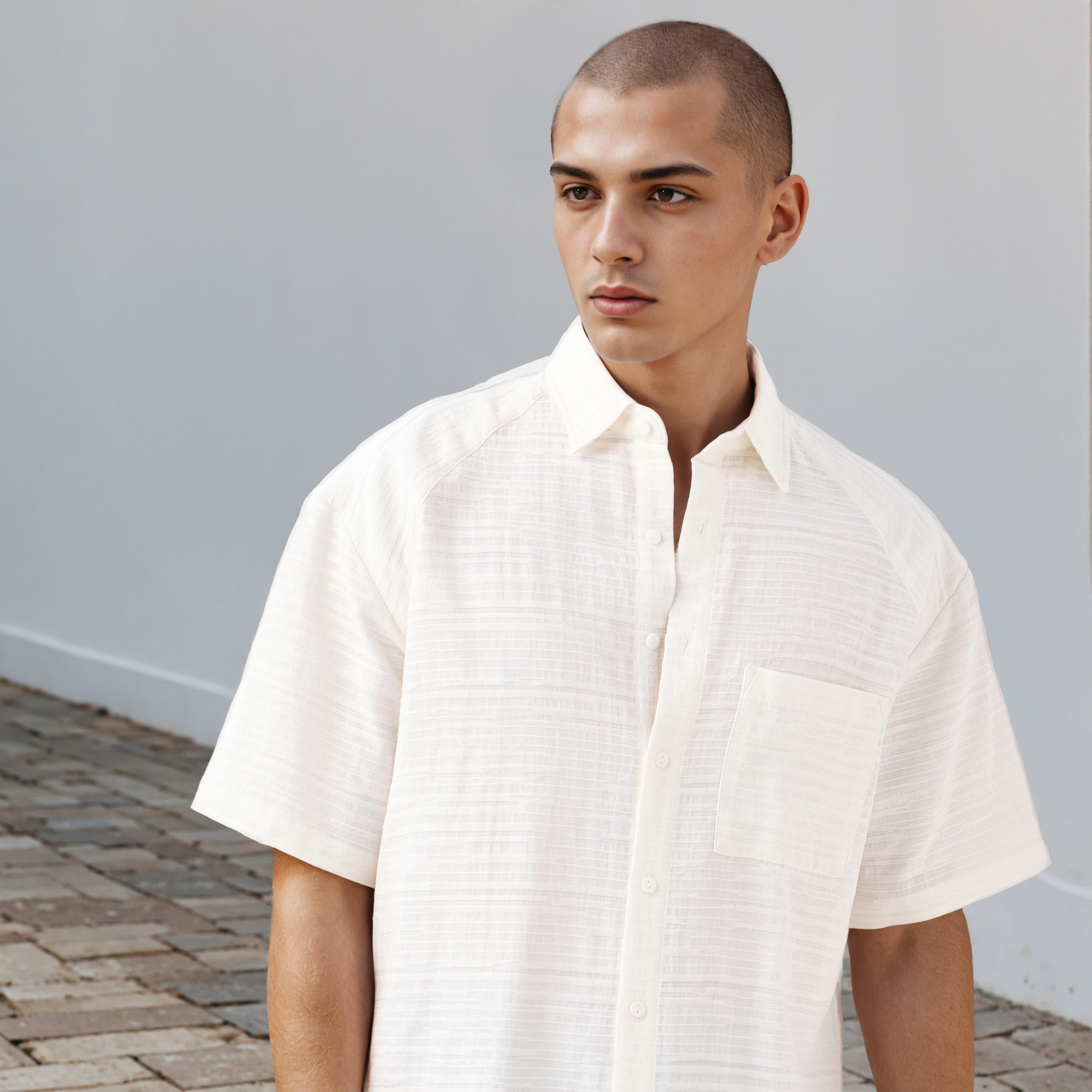 قميص استرخاء بارز الملمس بياقة وقصة عادية من لي كوبر-men-clothing-shirts-image-4