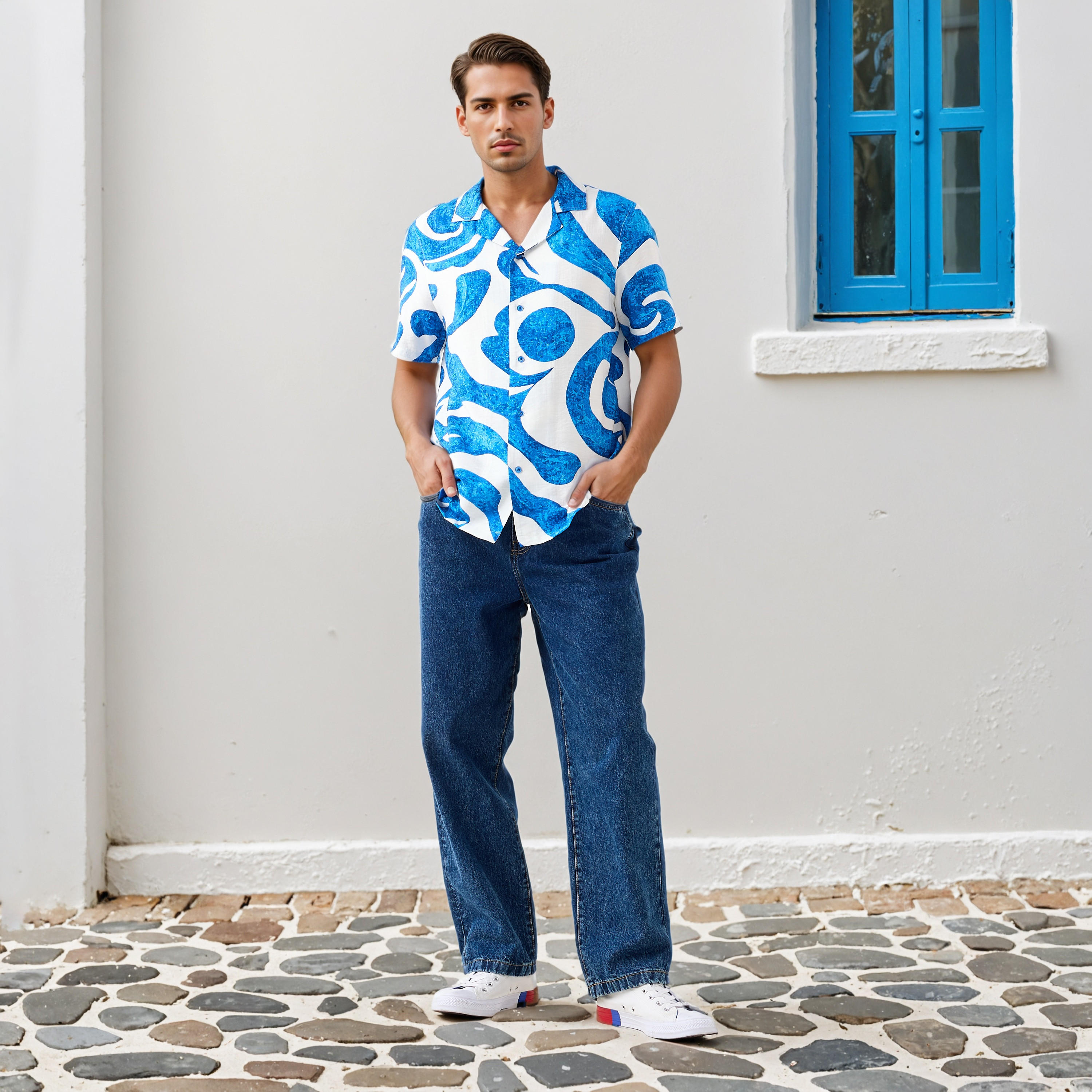 قميص بياقة كامب وطبعات من لي كوبر-men-clothing-shirts-image-4