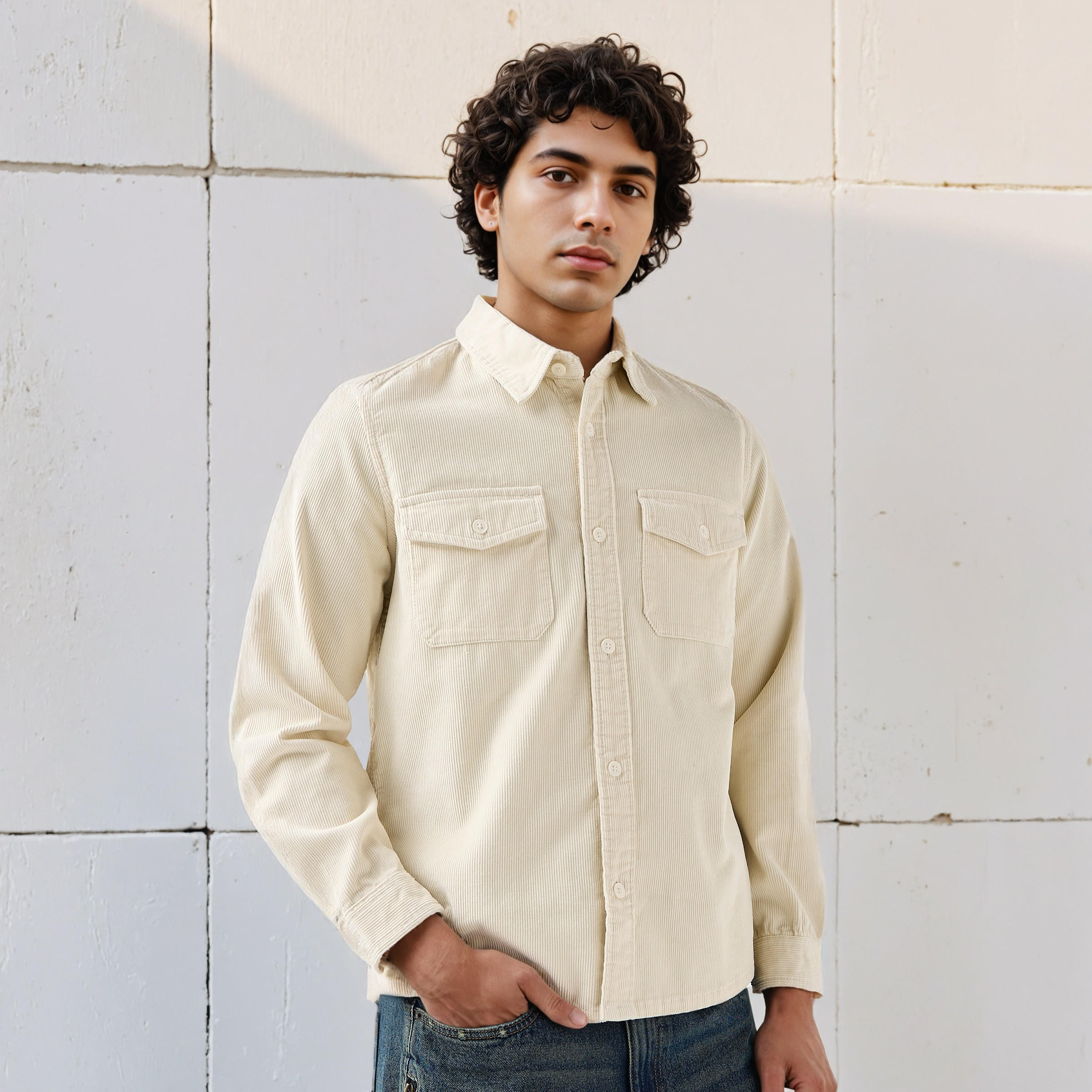 Lee Cooper Men's Relaxed Fit Textured Long Sleeve Shirt-men-clothing-shirts-image-1