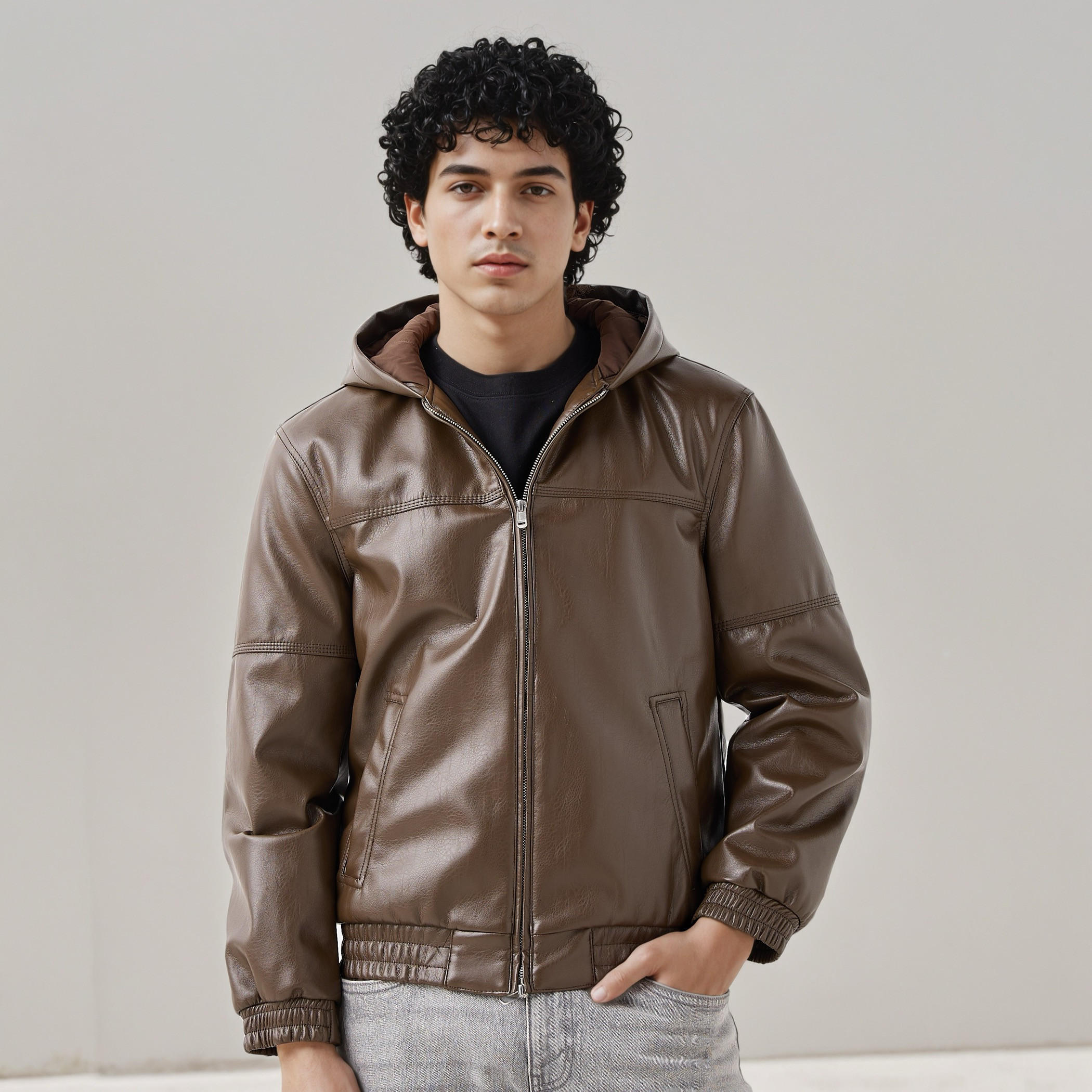 Lee Cooper Men Regular Fit Hooded Bomber Jacket-men-clothing-jacketsandblazers-jackets-image-1
