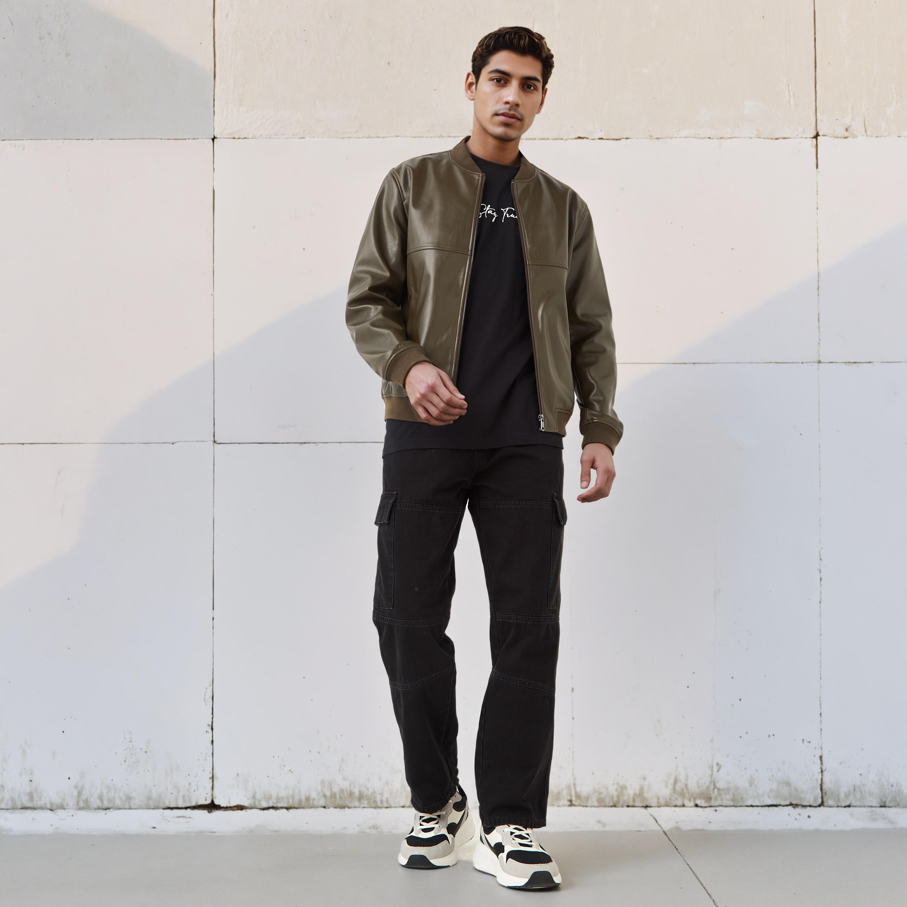 Lee Cooper Men Regular Fit Zip Closure Bomber PU Jacket-men-clothing-jacketsandblazers-jackets-image-2
