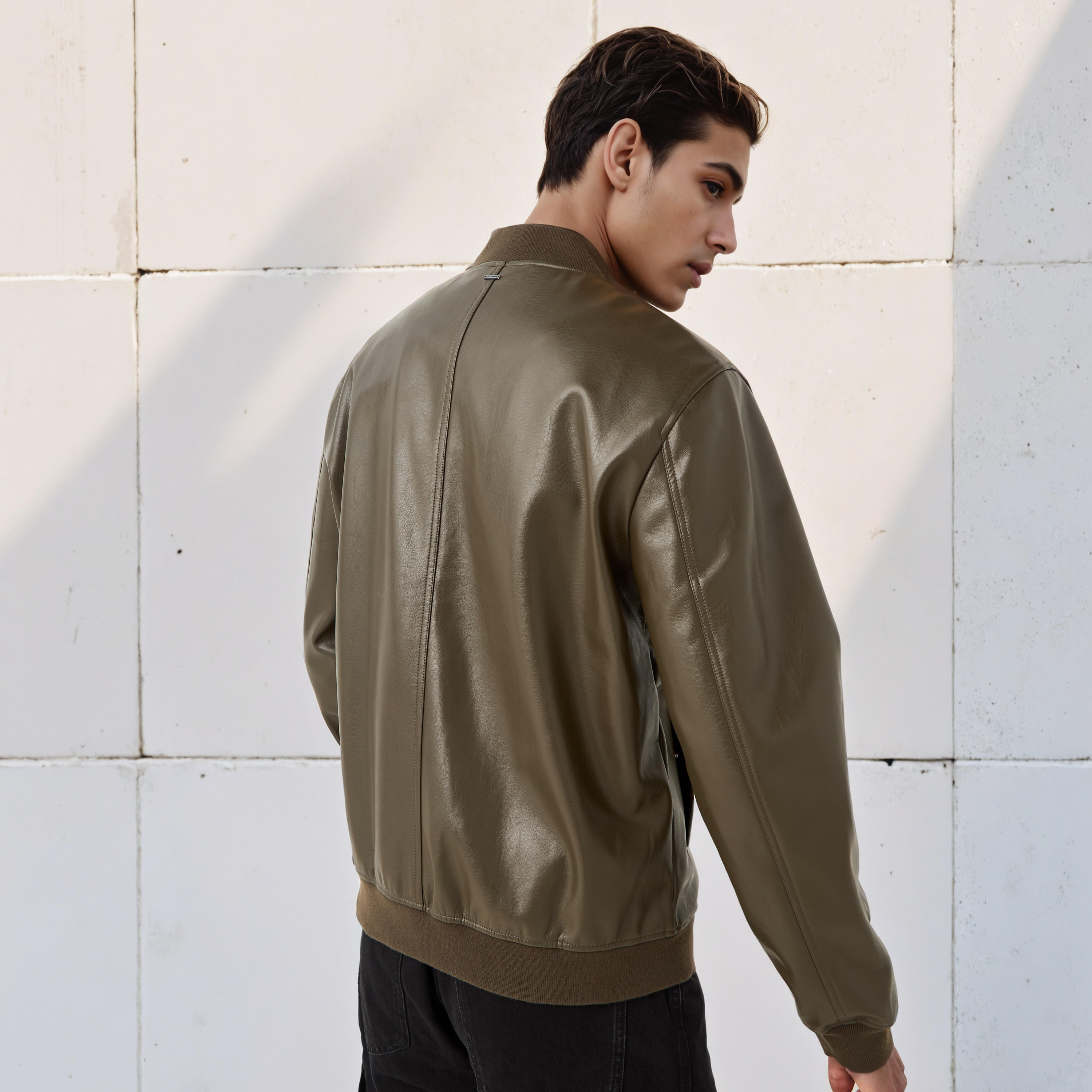 Lee Cooper Men Regular Fit Zip Closure Bomber PU Jacket-men-clothing-jacketsandblazers-jackets-image-3