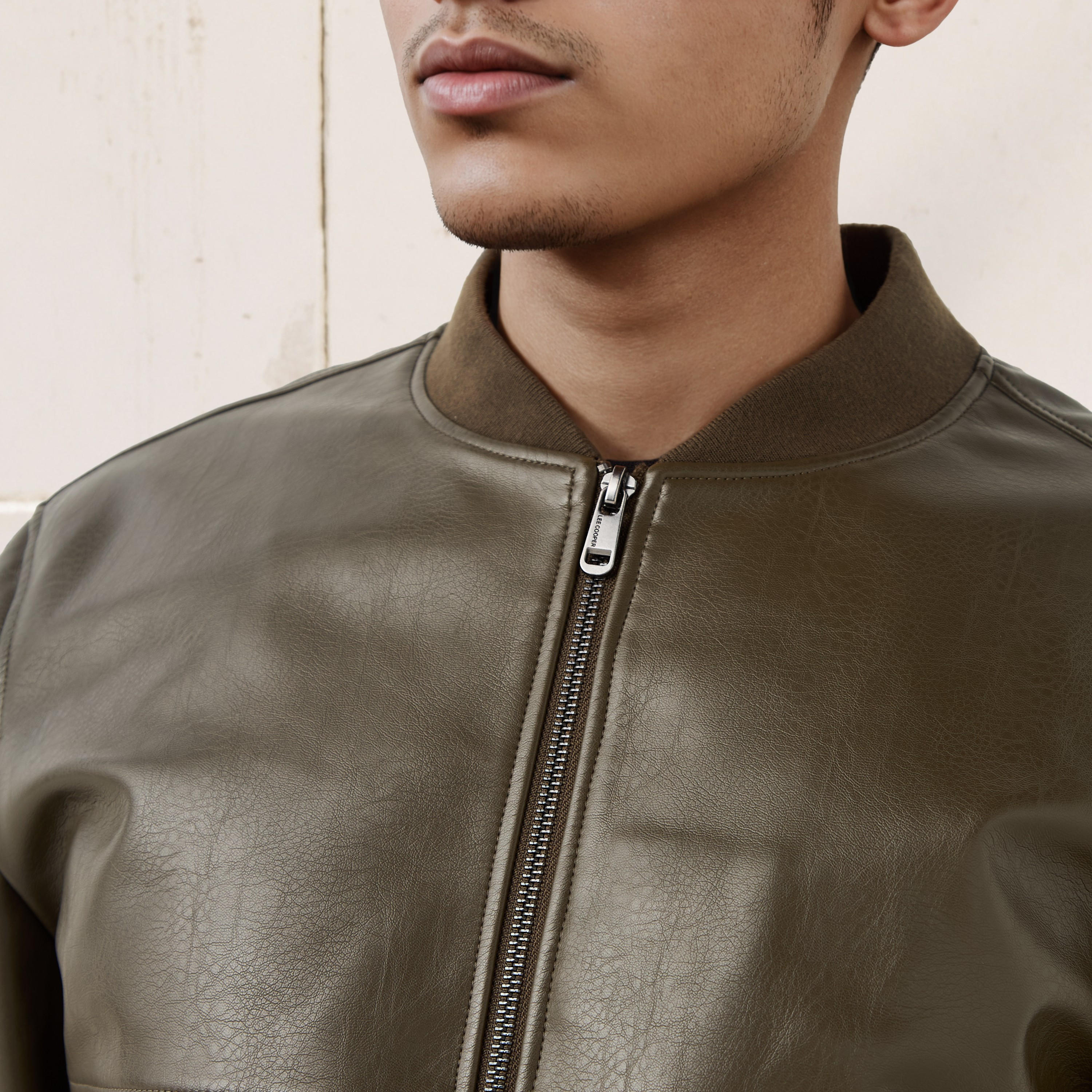 Lee Cooper Men Regular Fit Zip Closure Bomber PU Jacket-men-clothing-jacketsandblazers-jackets-image-5