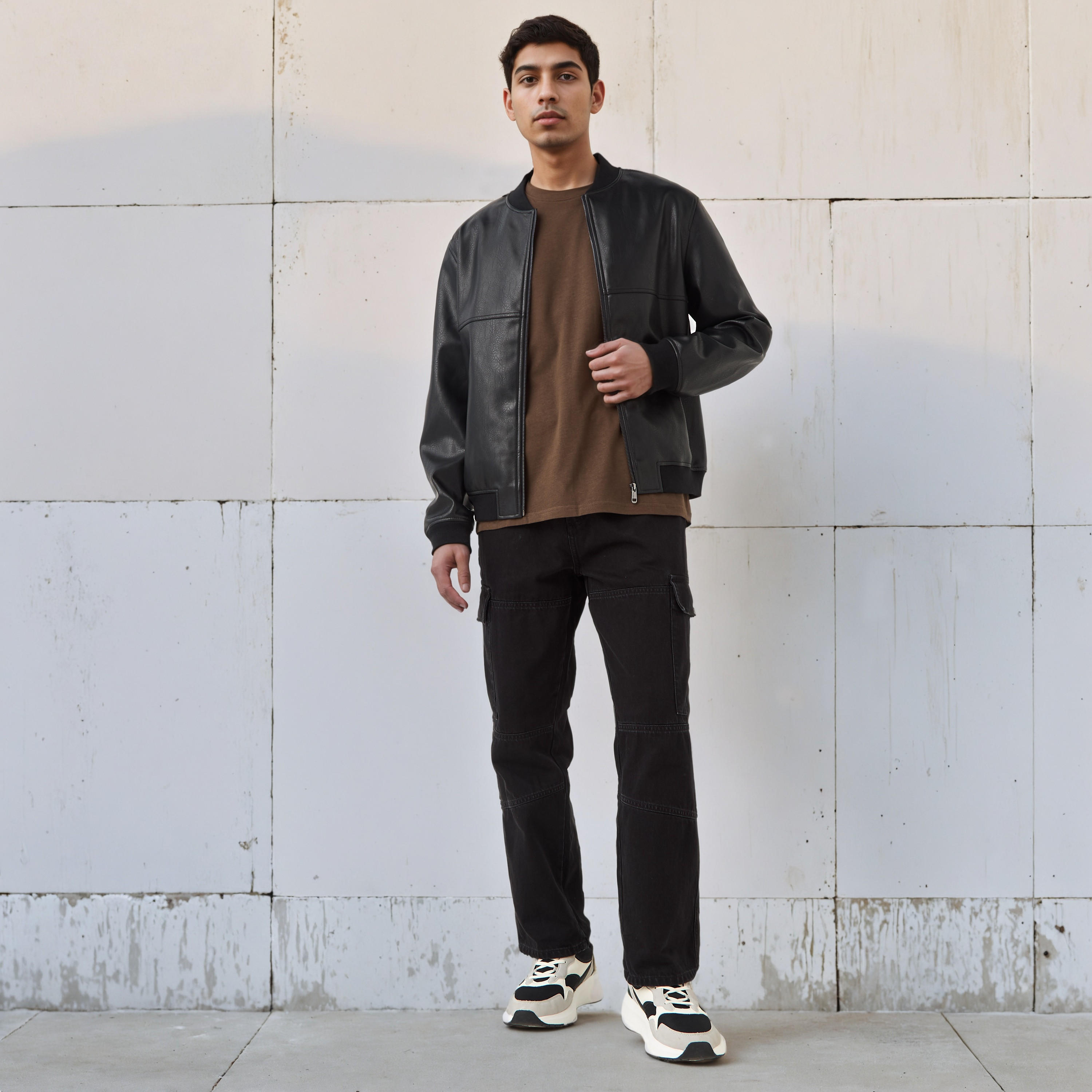 Lee Cooper Men Regular Fit Zip Closure Bomber PU Jacket-men-clothing-jacketsandblazers-jackets-image-2