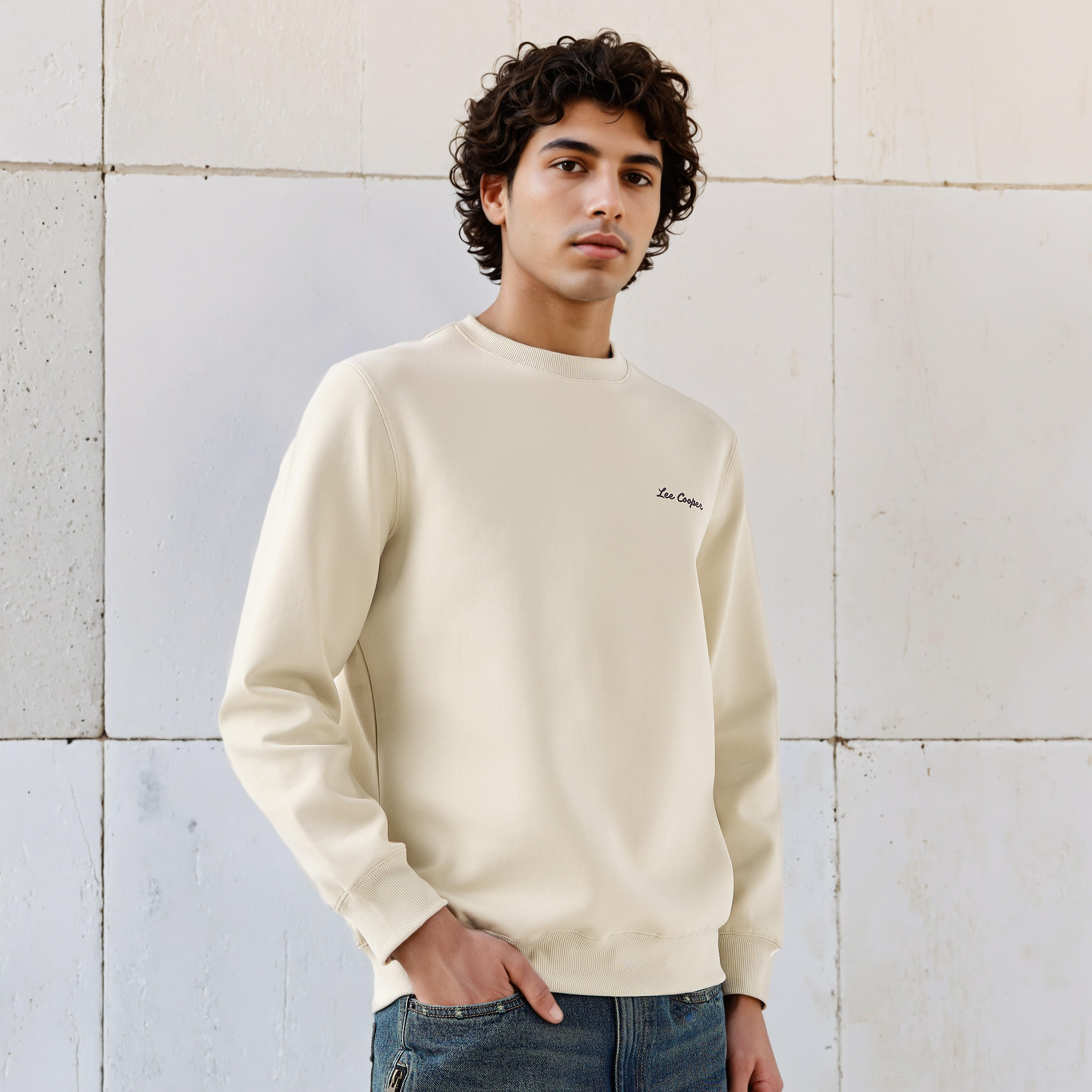 Lee Cooper Men Regular Fit Logo Print Cotton Sweatshirt-men-winterwear-hoodiesandsweatshirts-image-1