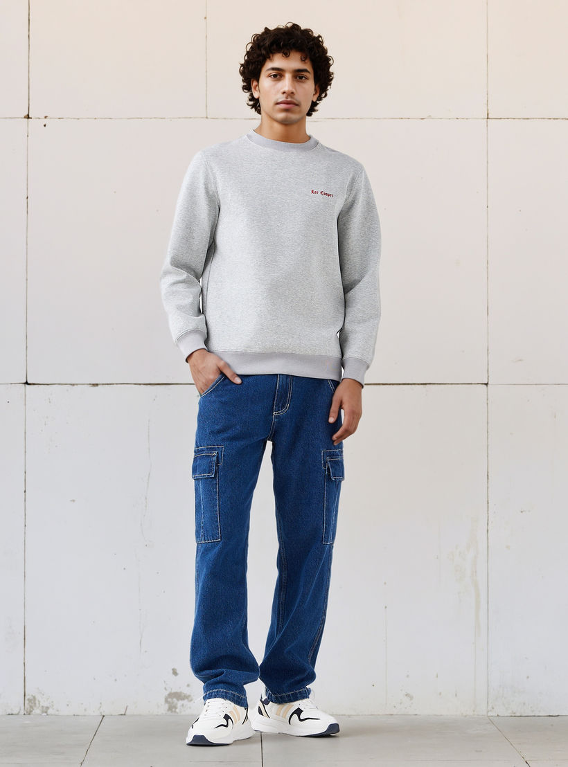 سويت شيرت قطن بقصّة عادية وطبعات شعار للرجال من لي كوبر-men-winterwear-hoodiesandsweatshirts-image-2