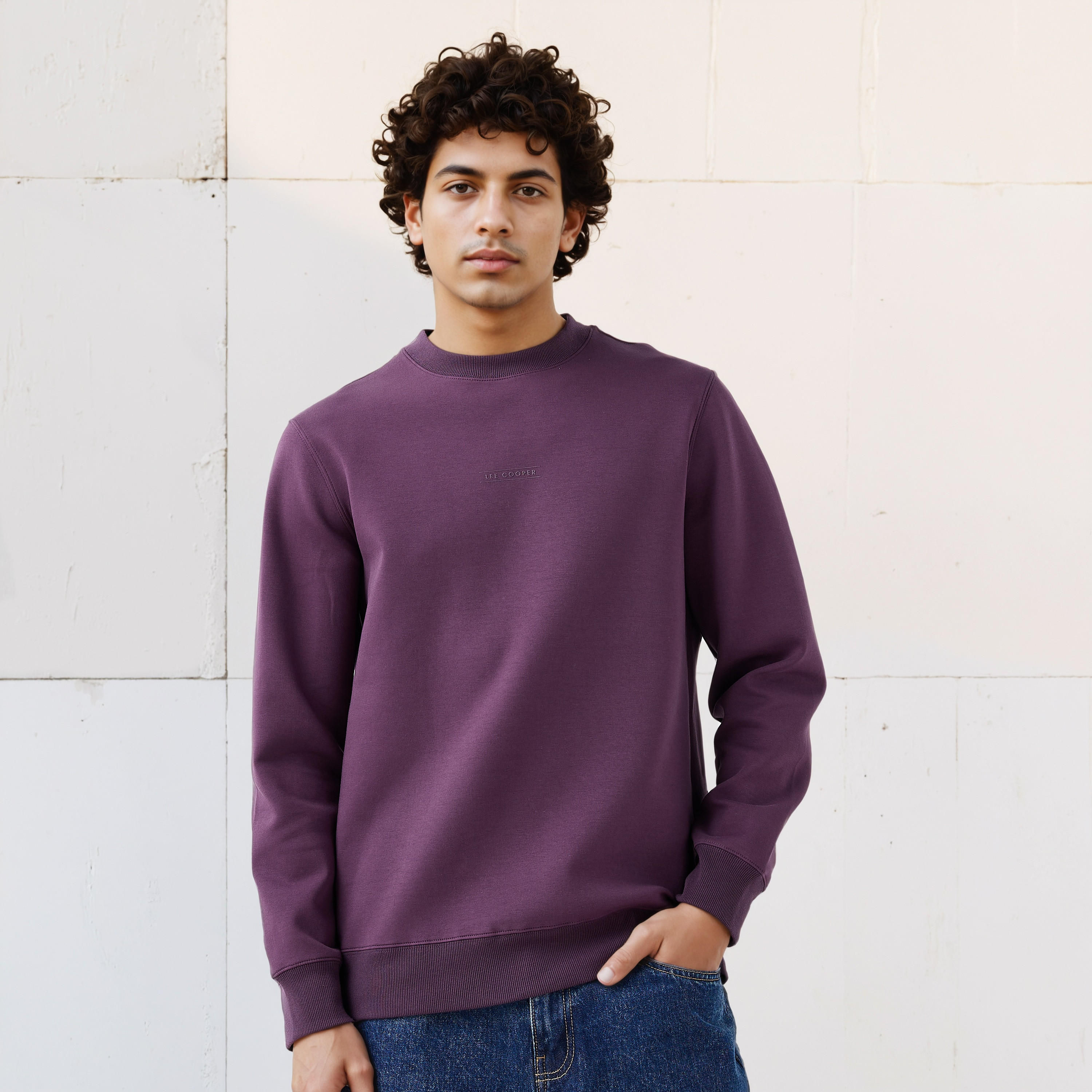 Lee Cooper Men Regular Fit Logo Print Cotton Sweatshirt-men-winterwear-hoodiesandsweatshirts-image-1