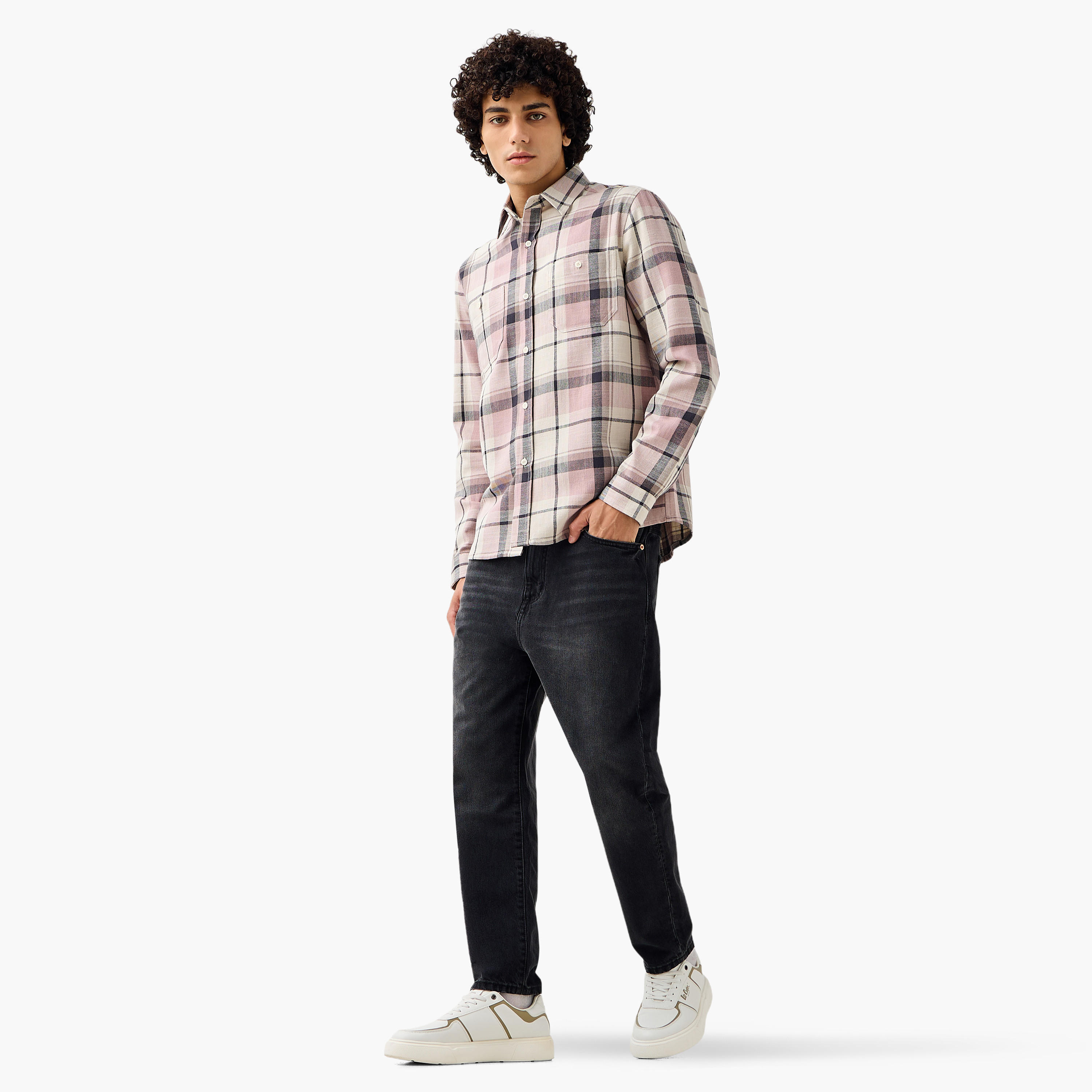 Lee Cooper Men Regular Fit Collared Checked Long Sleeves Shirt-men-clothing-shirts-image-2