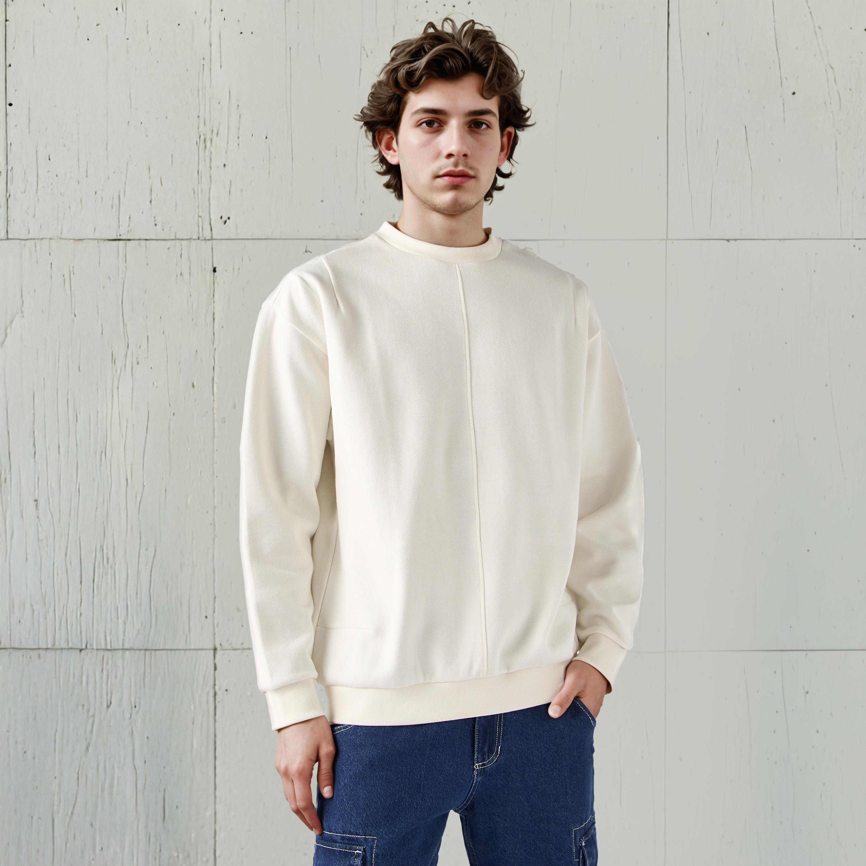 Lee Cooper Textured Pique Sweatshirt-men-winterwear-hoodiesandsweatshirts-image-1