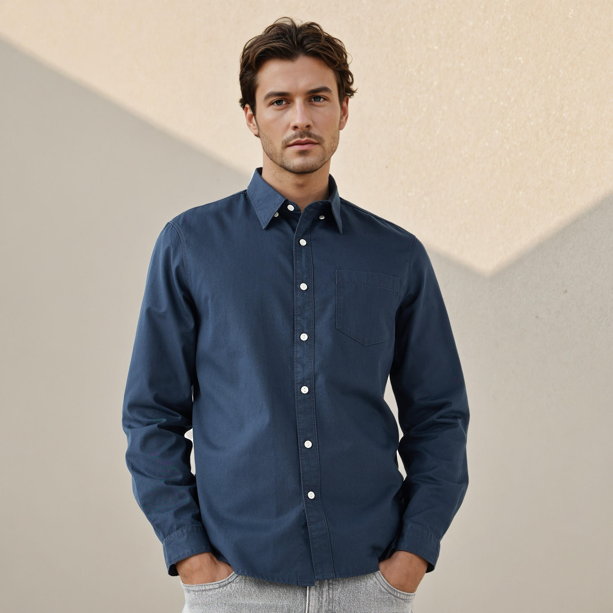 قميص بقصة عادية وياقة من لي كوبر-men-clothing-shirts-image-5