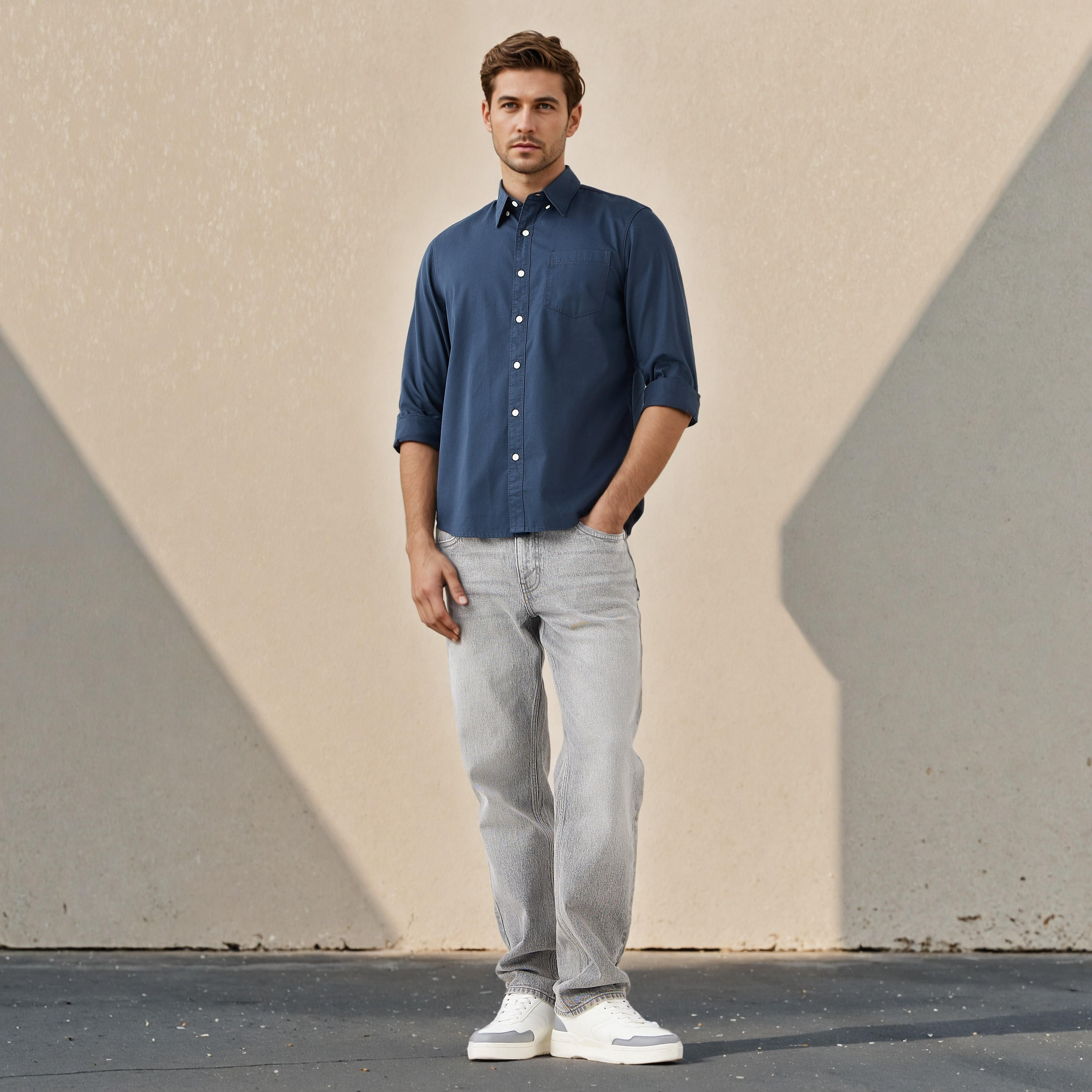 قميص بقصة عادية وياقة من لي كوبر-men-clothing-shirts-image-4