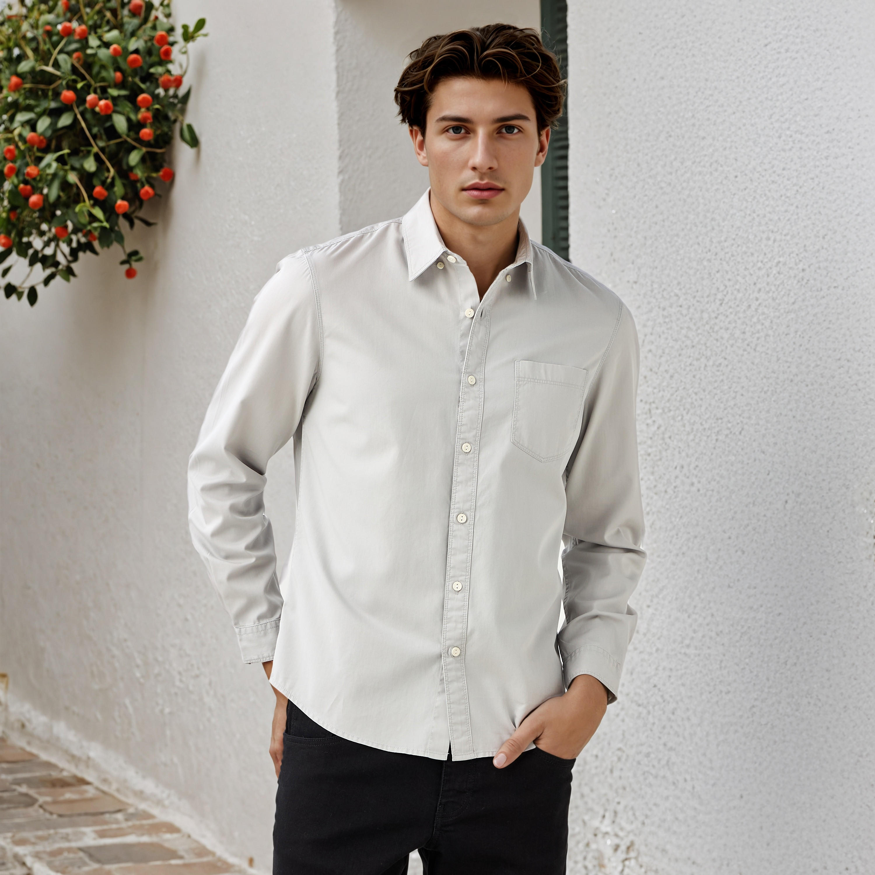 قميص بقصة عادية وياقة من لي كوبر-men-clothing-shirts-image-5