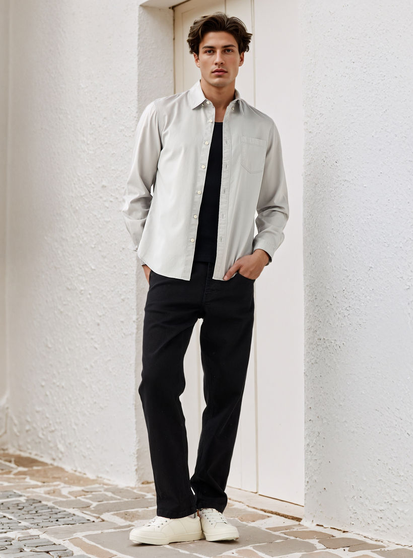 قميص بقصة عادية وياقة من لي كوبر-men-clothing-shirts-image-4