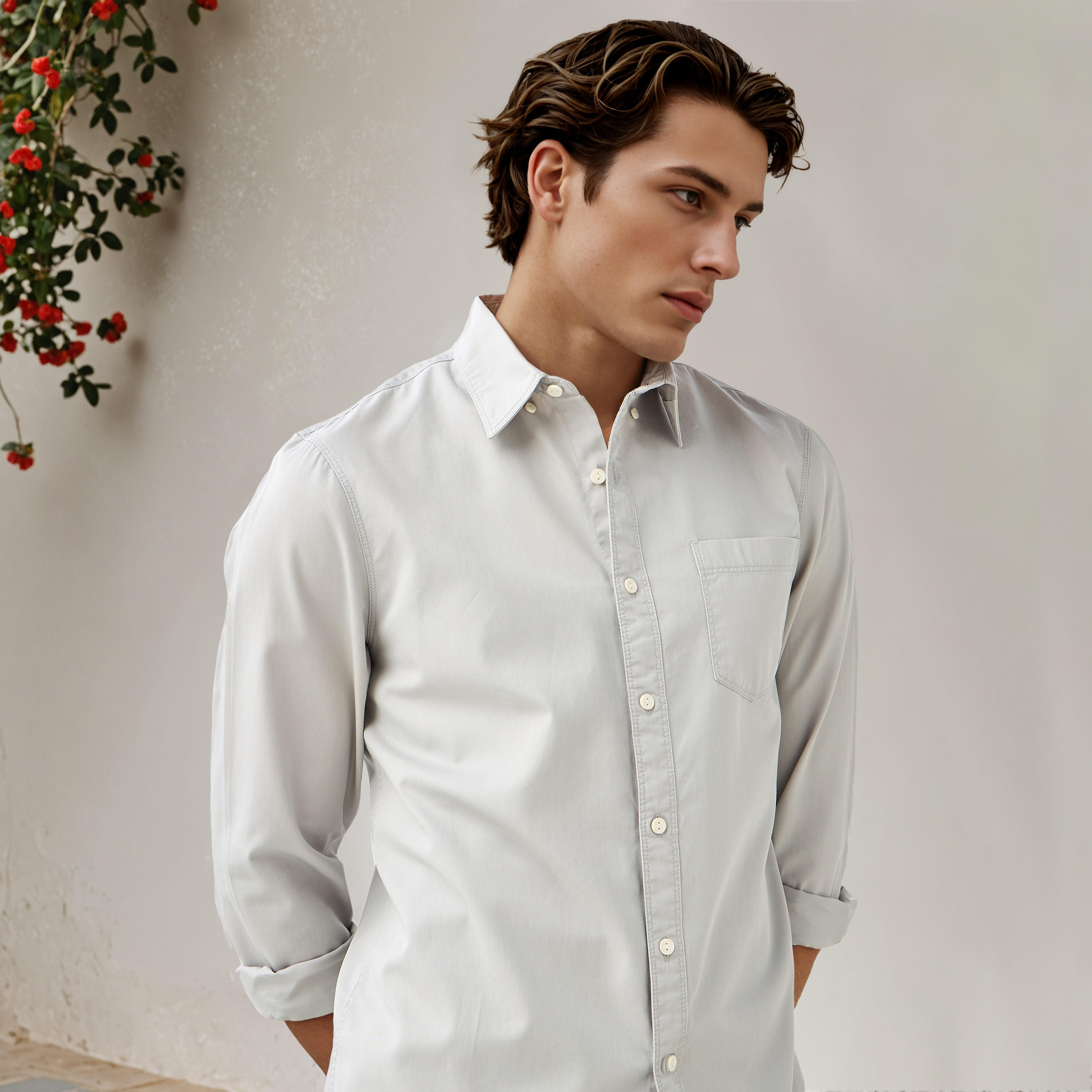 قميص بقصة عادية وياقة من لي كوبر-men-clothing-shirts-image-2
