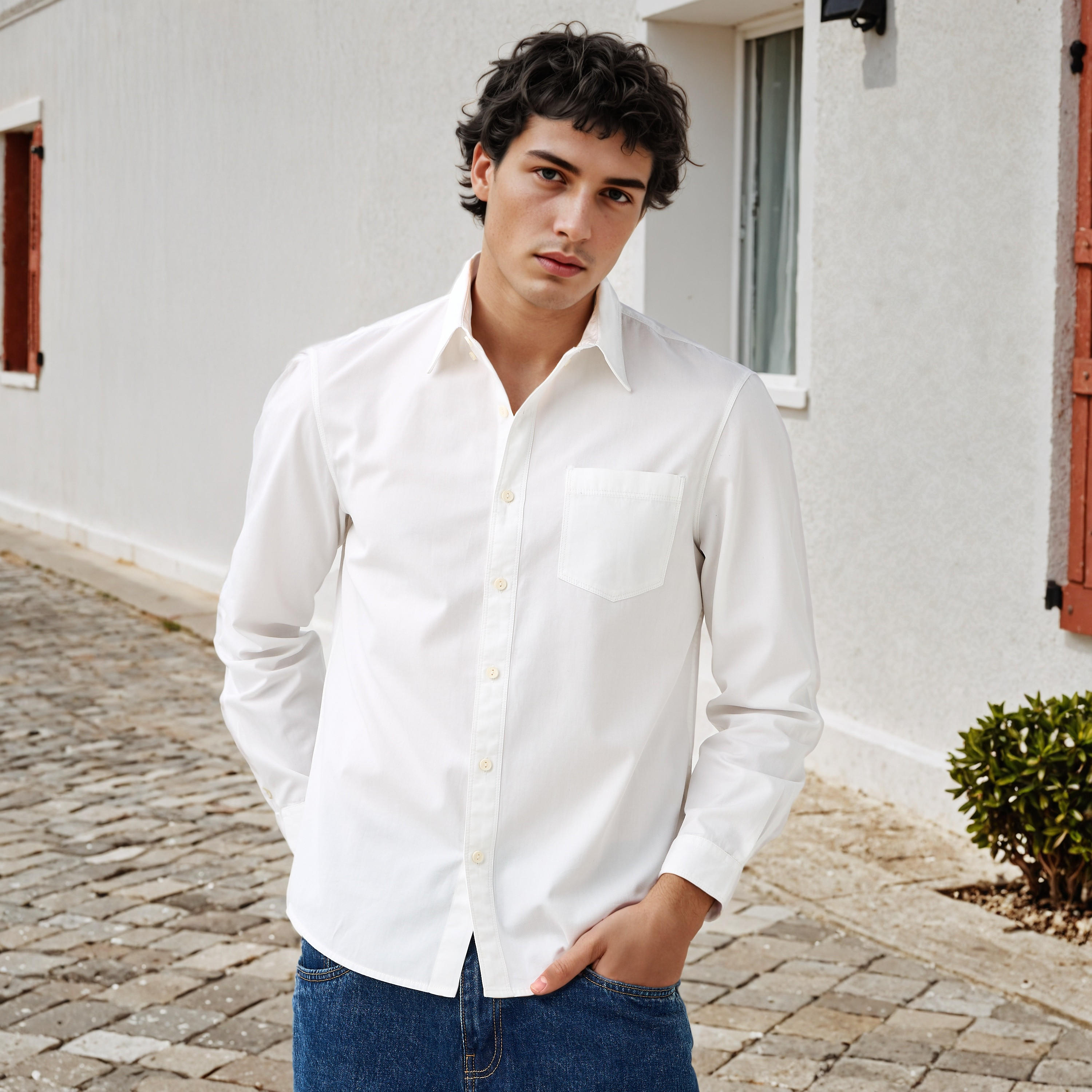 قميص بقصة عادية وياقة من لي كوبر-men-clothing-shirts-image-5