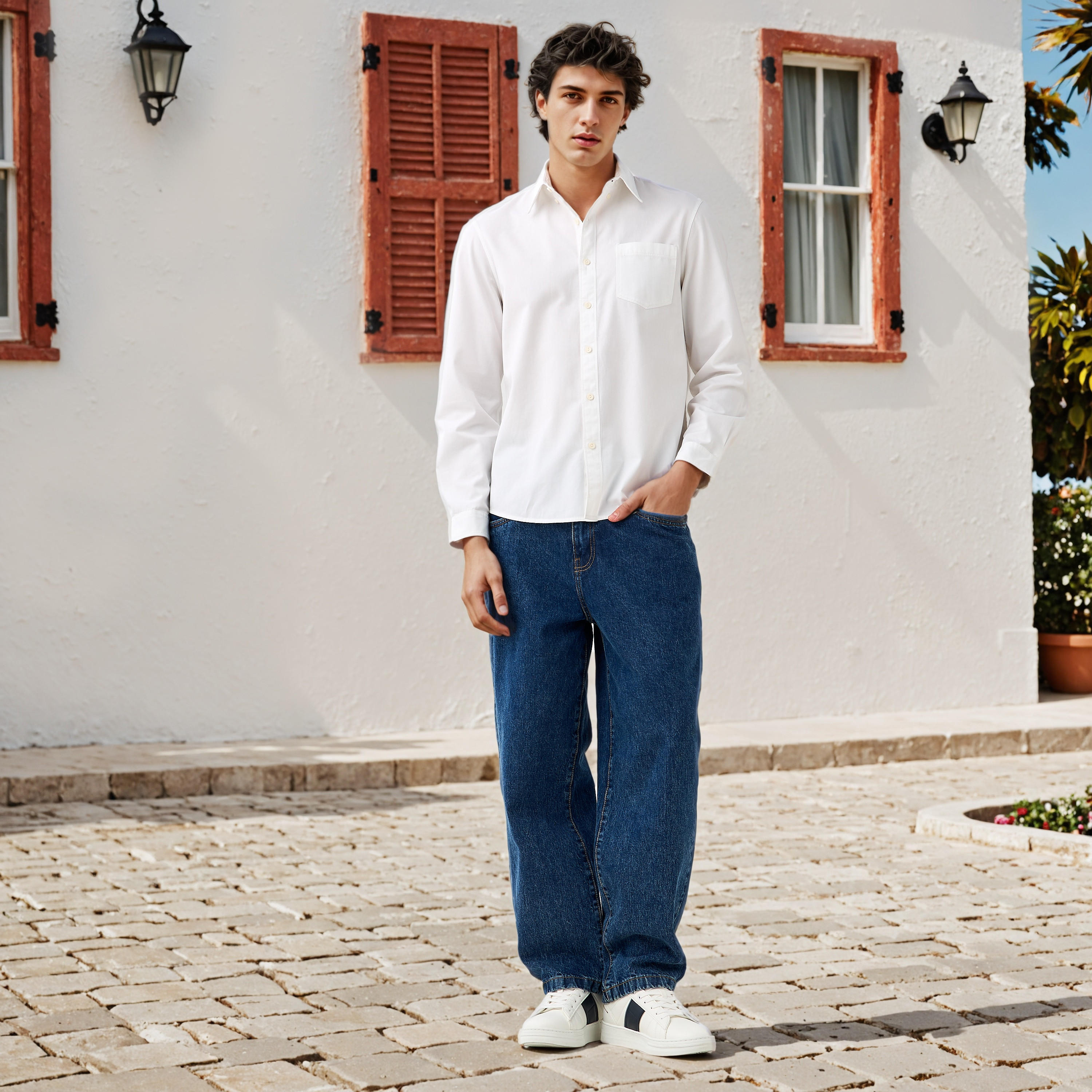 قميص بقصة عادية وياقة من لي كوبر-men-clothing-shirts-image-4