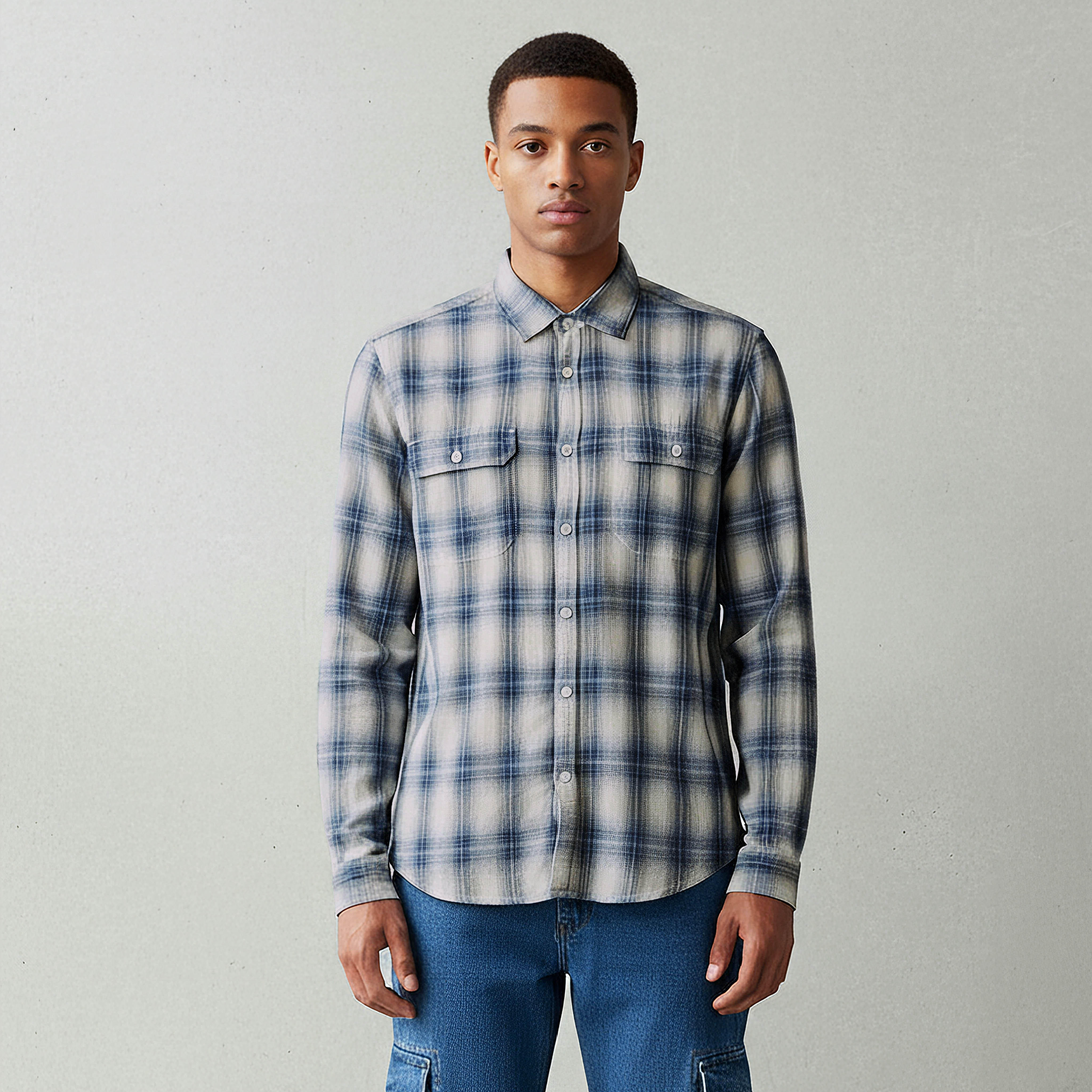 Lee Cooper Men Collared Checked Long Sleeves Shirt-PROMO_SP_KW_2FOR12_110625-image-1
