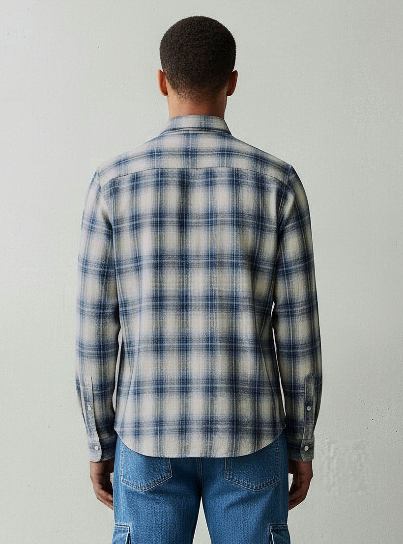قميص رجالي كاروهات بأكمام طويلة وياقة عادية من لي كوبر-men-clothing-shirts-image-3