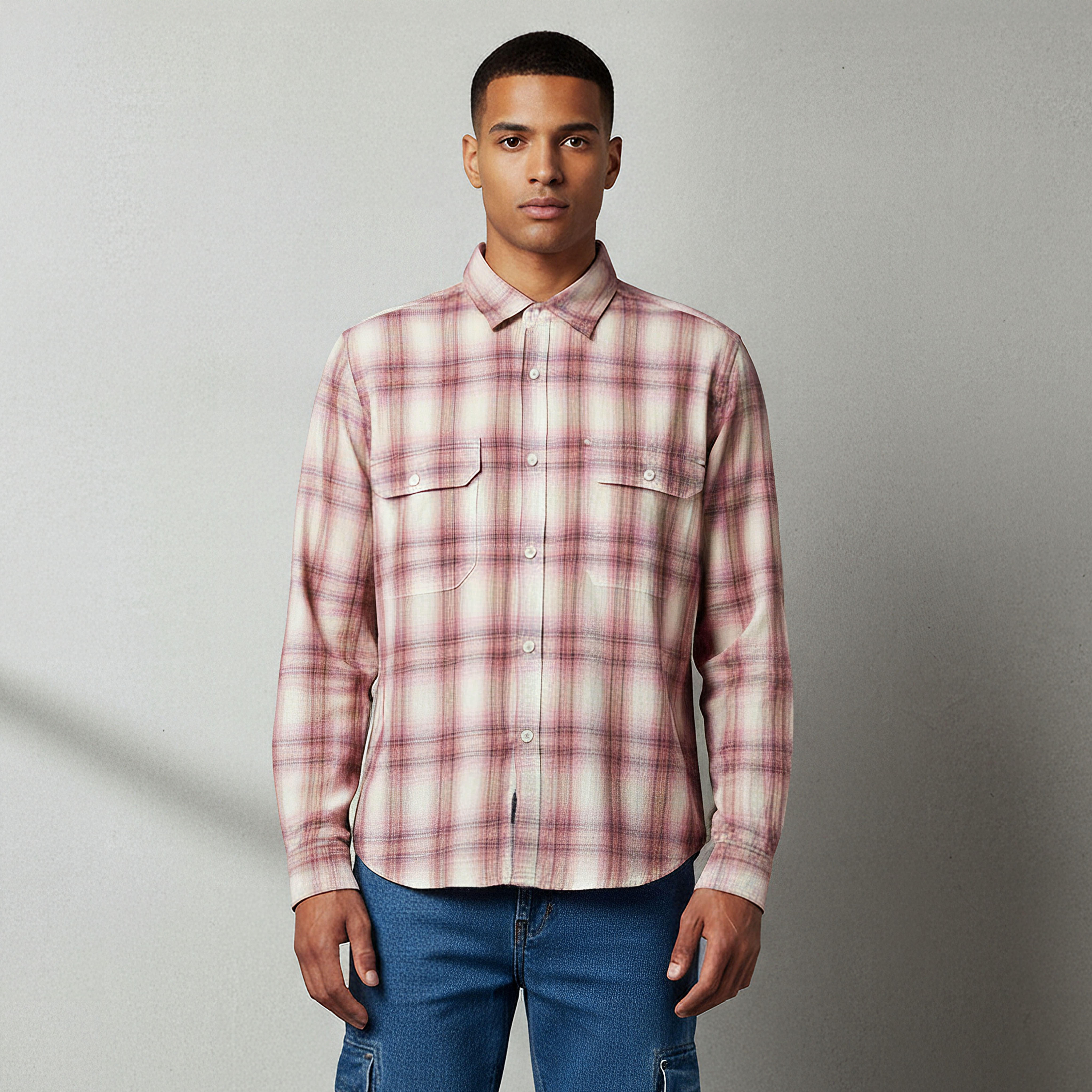Lee Cooper Men Collared Checked Long Sleeves Shirt-PROMO_SP_KW_2FOR12_110625-image-1