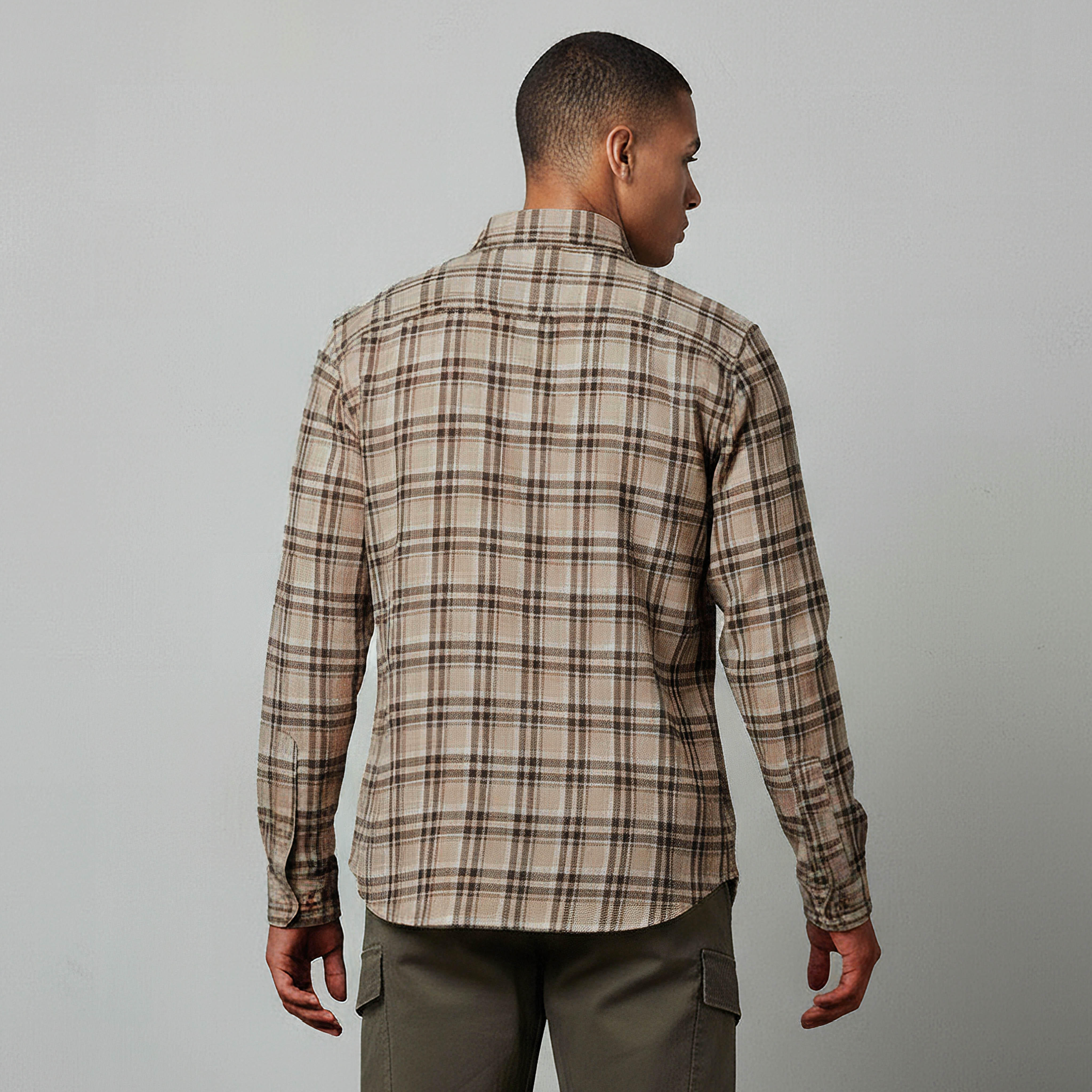 قميص رجالي كاروهات بأكمام طويلة وياقة عادية من لي كوبر-men-clothing-shirts-image-2